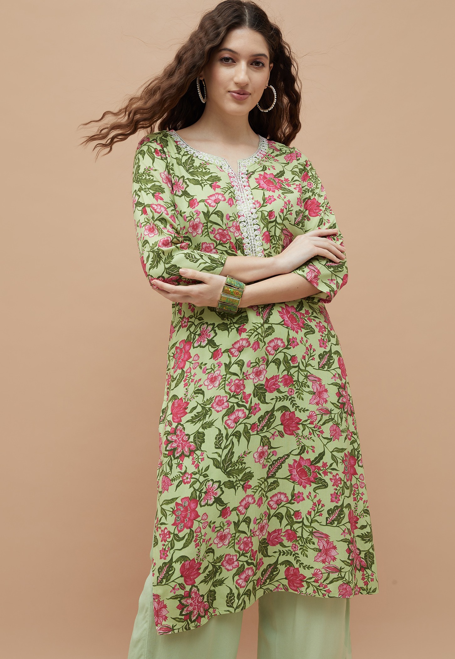 MELANGE Floral Print Straight Kurta-picture-45