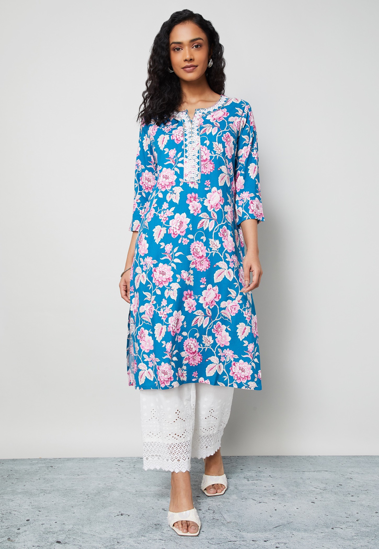 MELANGE Floral Print Straight Kurta-picture-16