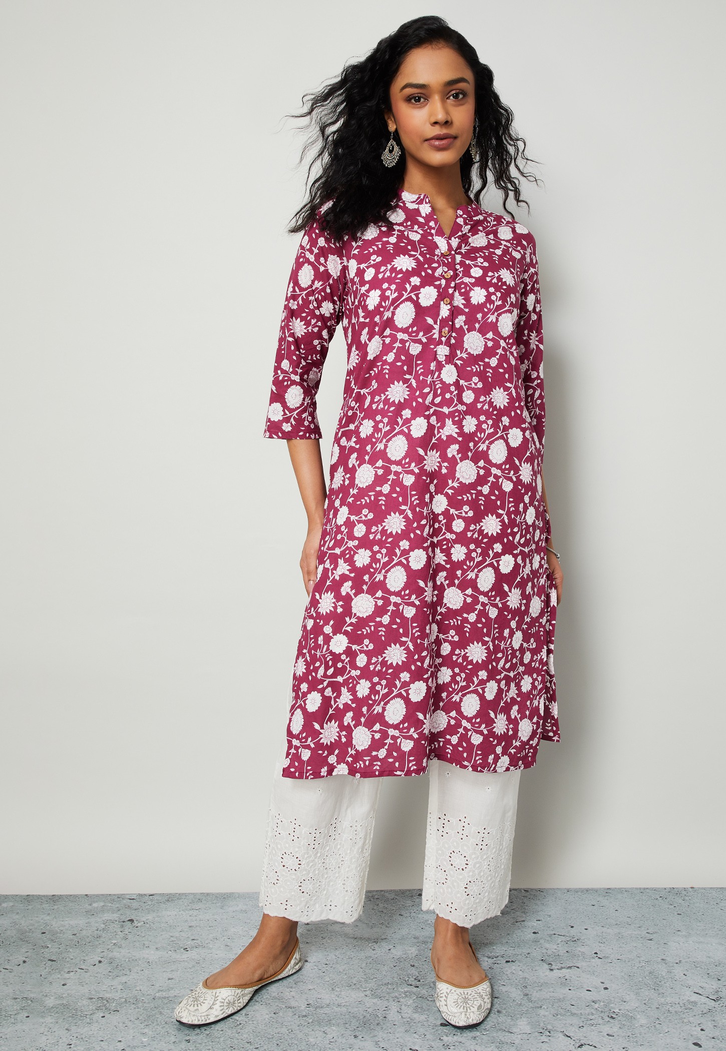MELANGE Floral Print Straight Kurta-image-12