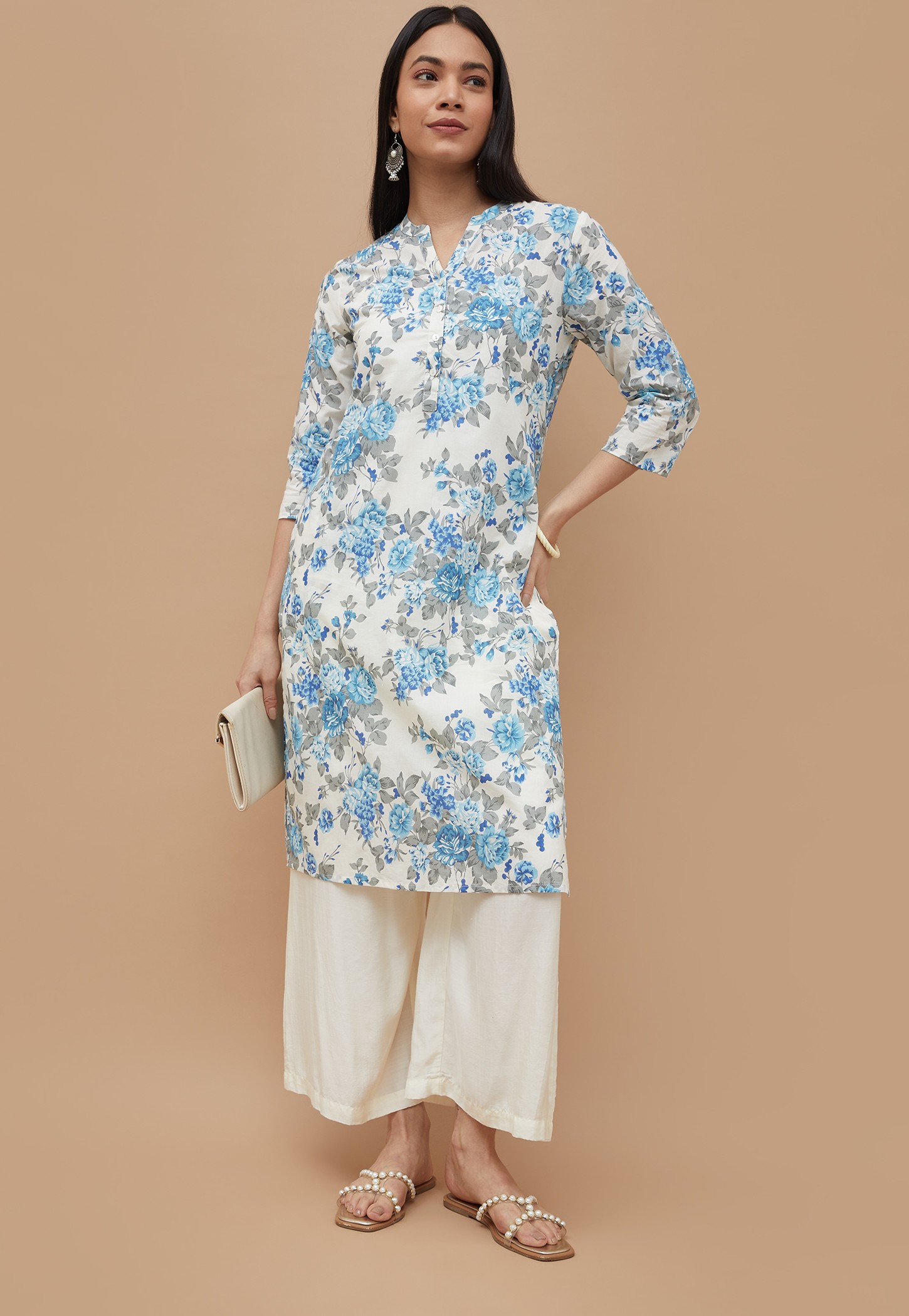 MELANGE Floral Print Straight Kurta-picture-12