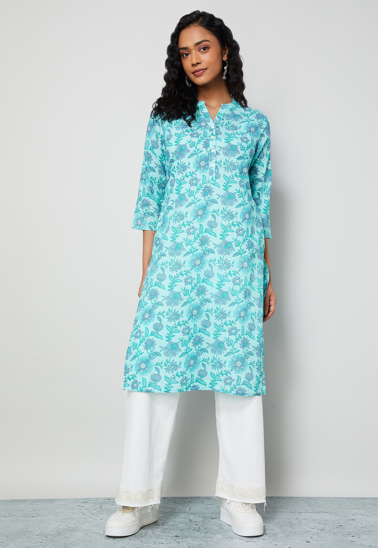MELANGE Floral Print Straight Kurta-picture-48
