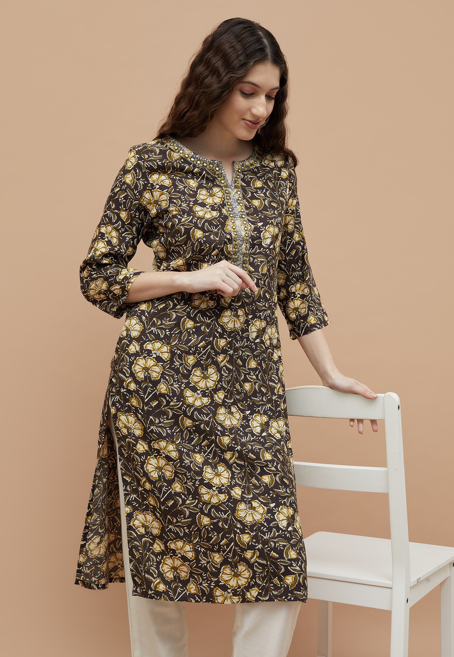 MELANGE Floral Print Straight Kurta-picture-39
