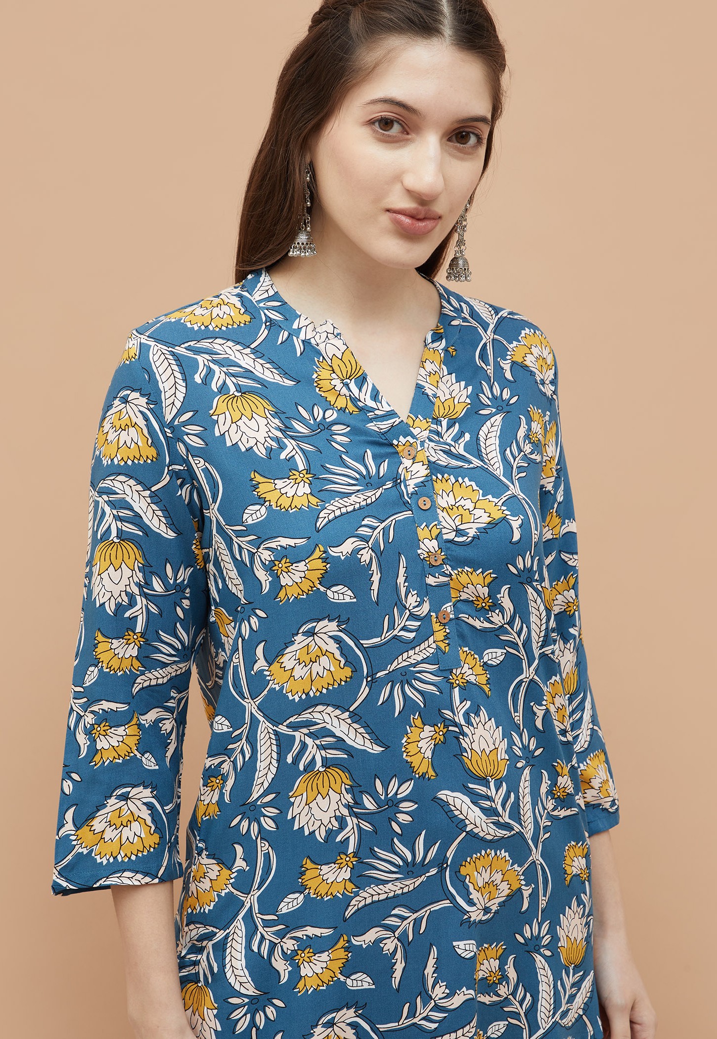 MELANGE Floral Print Straight Kurti-picture-34