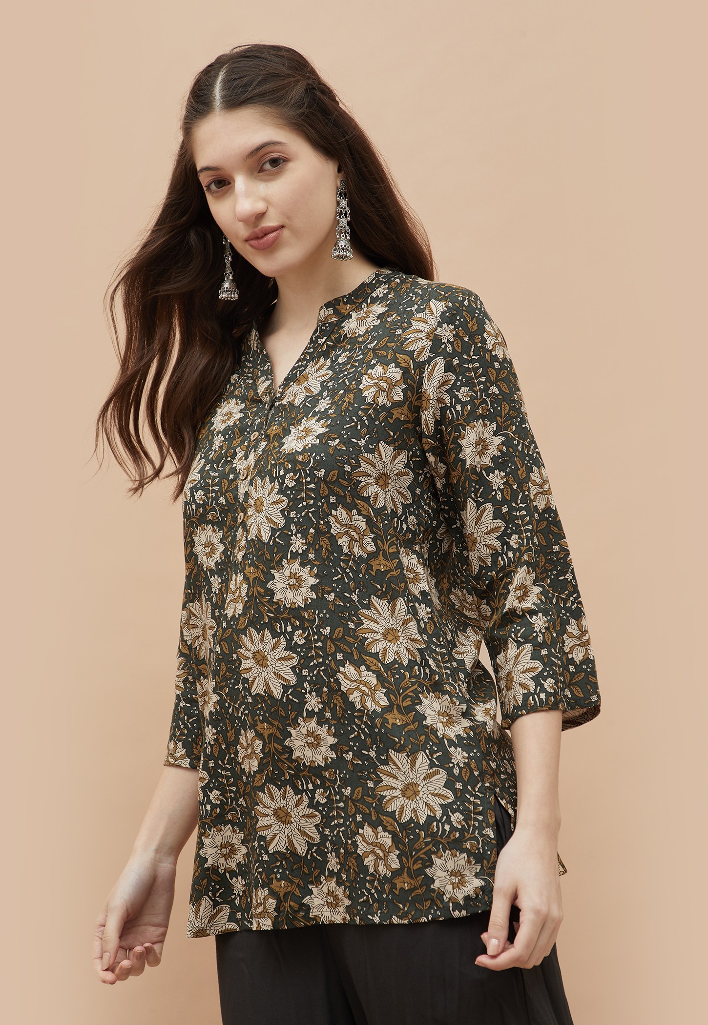 MELANGE Floral Print Straight Kurti-picture-31