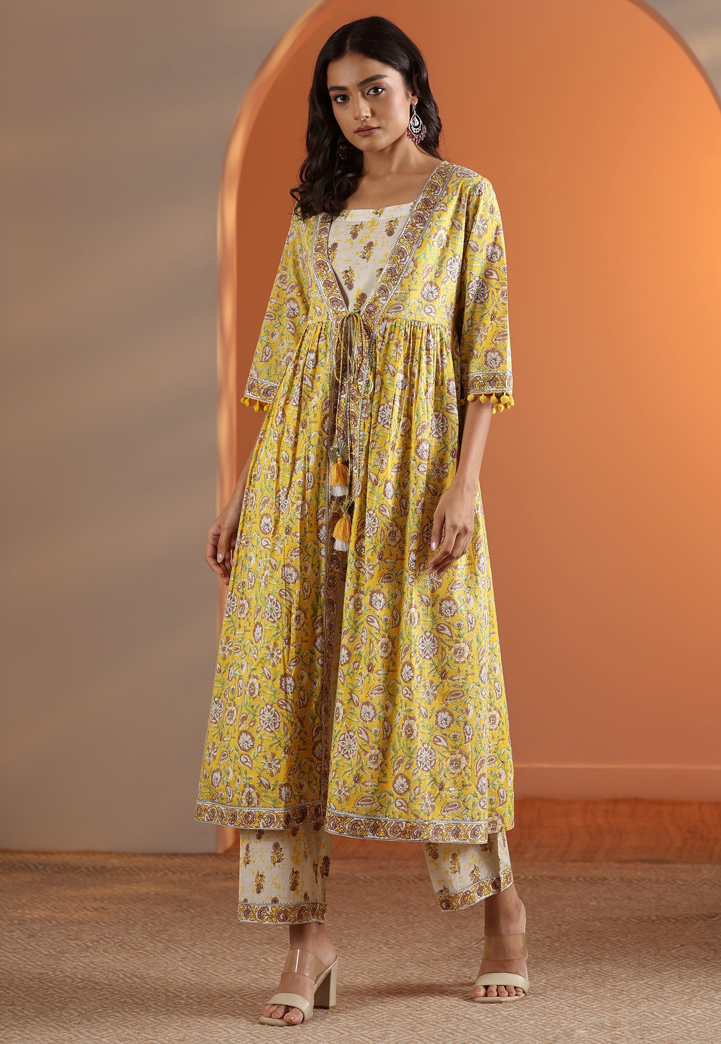 LIBAS Floral Print Layered A-line Kurta Set-picture-45