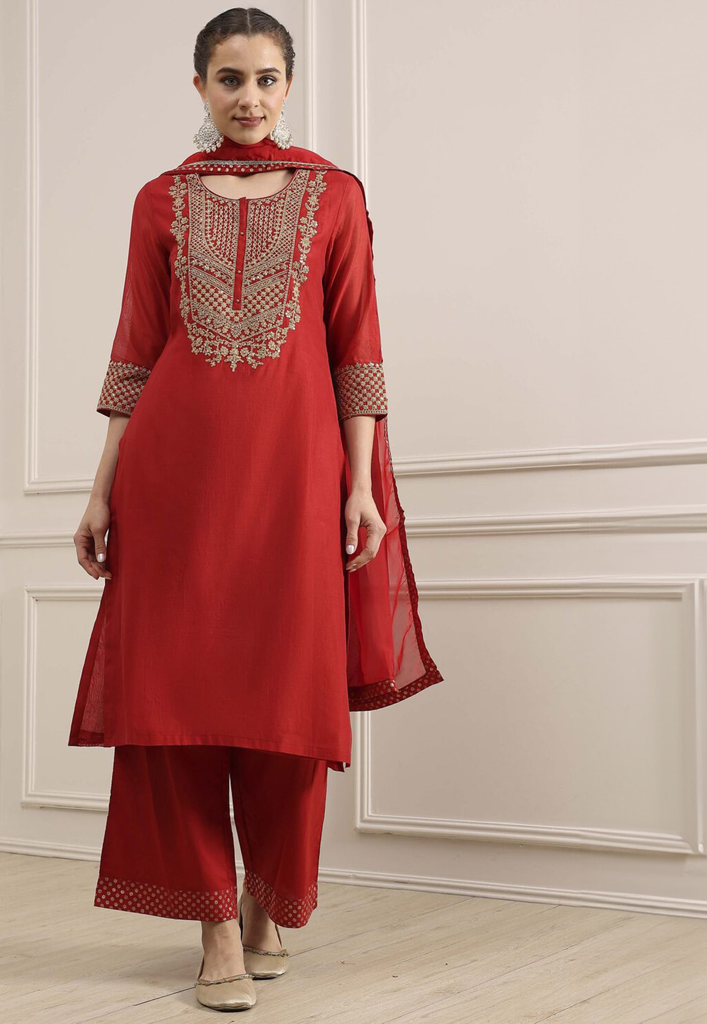 BIBA Embroidered Straight Kurta Set-picture-34