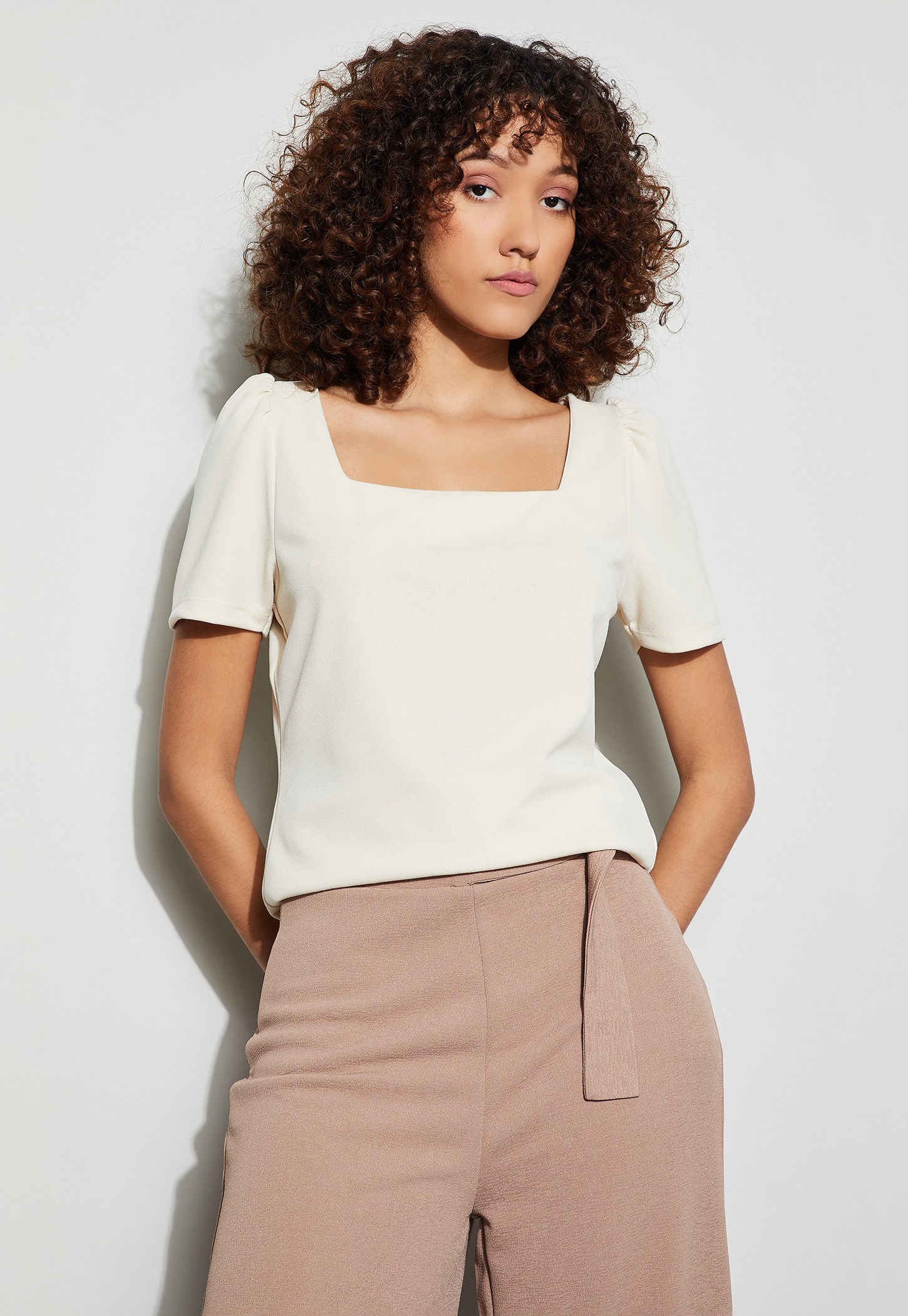 CODE Textured Puff Sleeve Top-picture-30