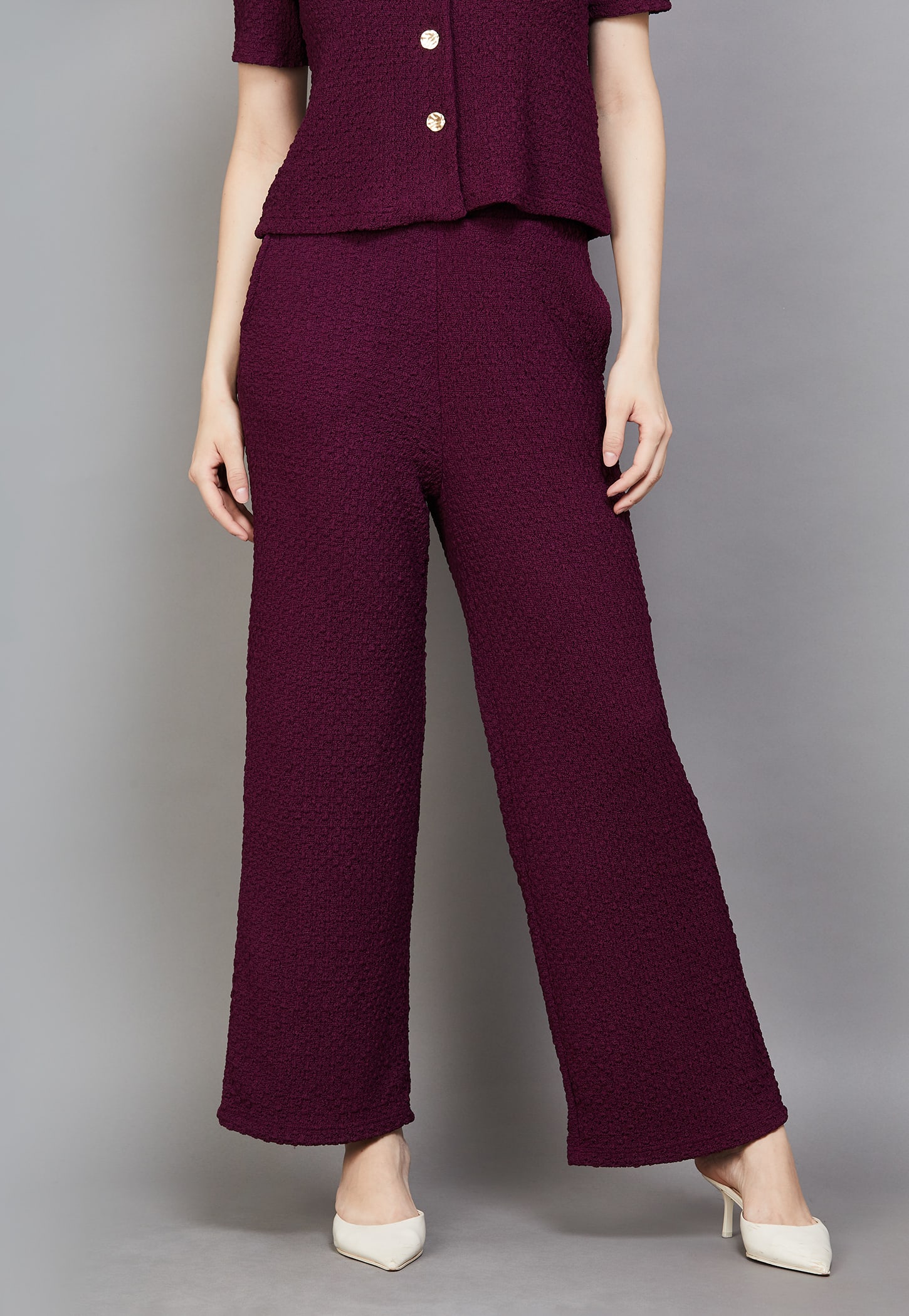 VERO MODA Textured Wide-Leg Trousers-picture-24