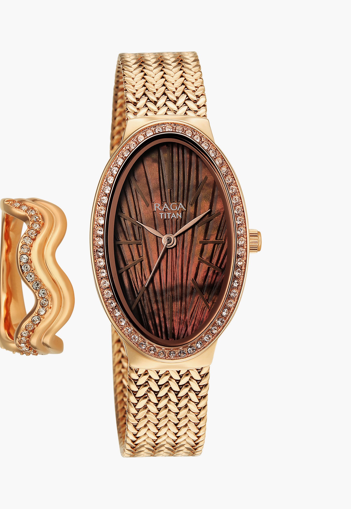 TITAN Raga Glimmers Embellished Analog Watch with Ring - 95338WM01F-picture-25
