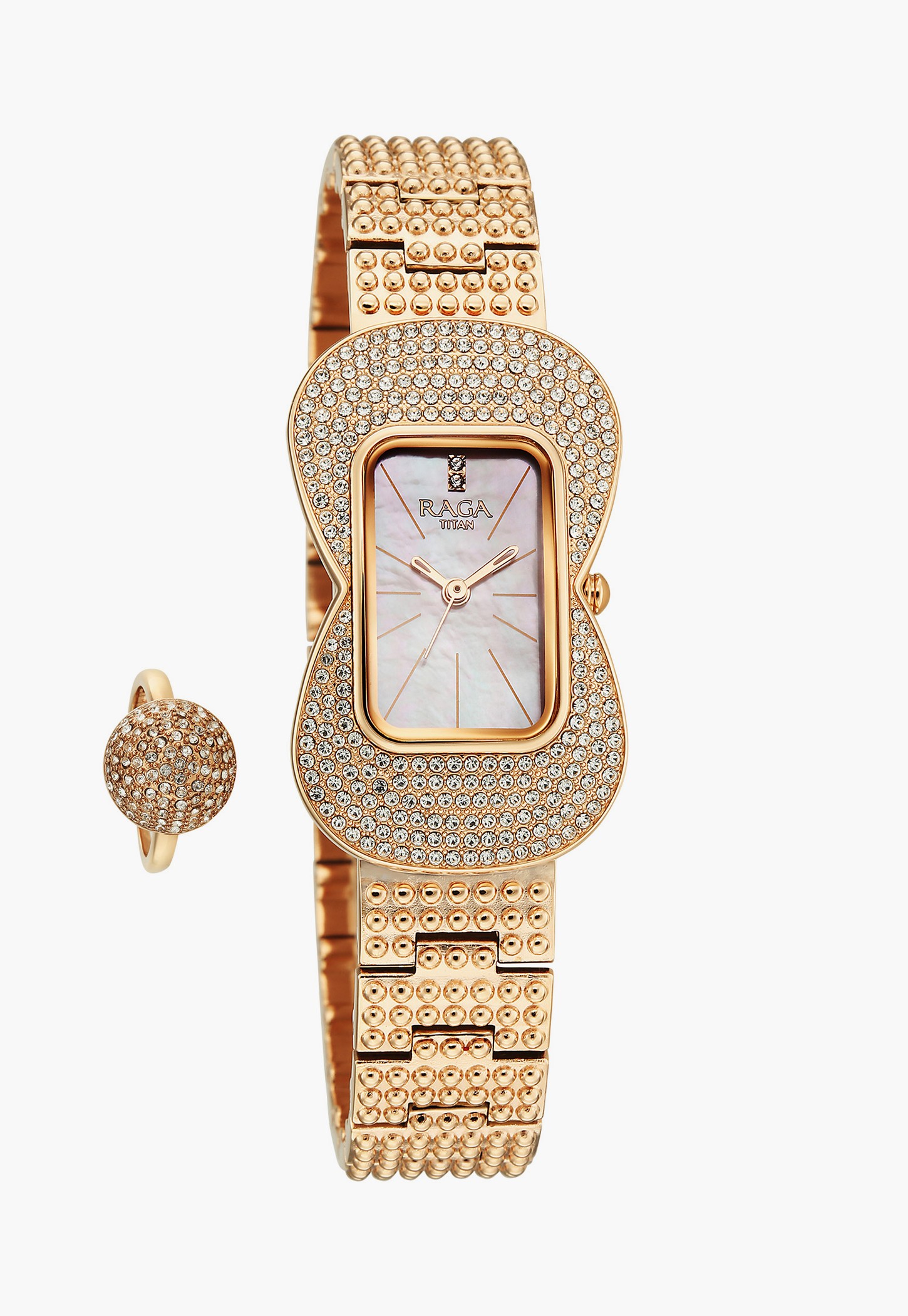 TITAN Raga Glimmers Embellished Analog Watch with Ring - 95340WM01F-picture-38