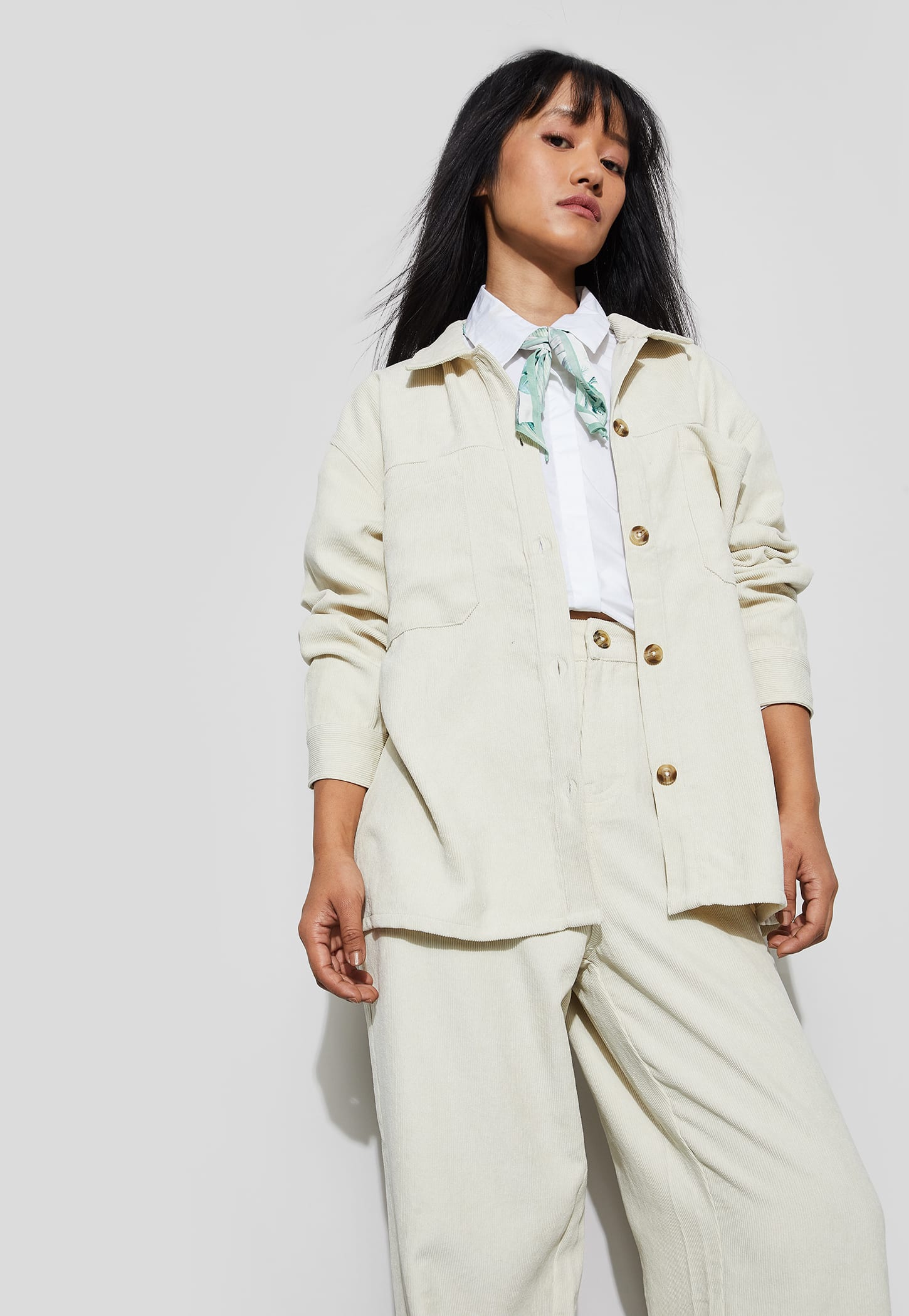 GINGER Corduroy Textured Boxy Fit Shirt-picture-27