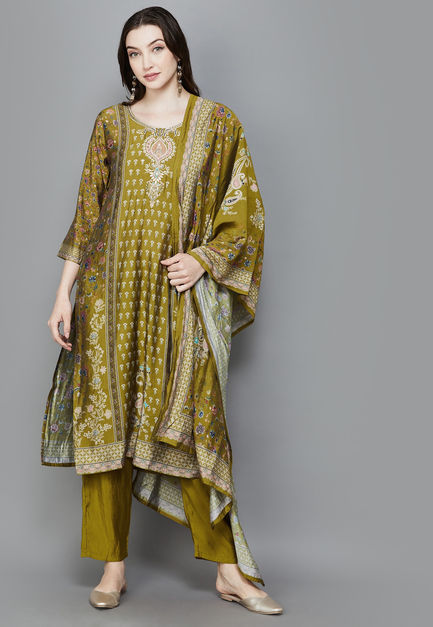 FASHOR Floral Print Straight Kurta Set-image-22