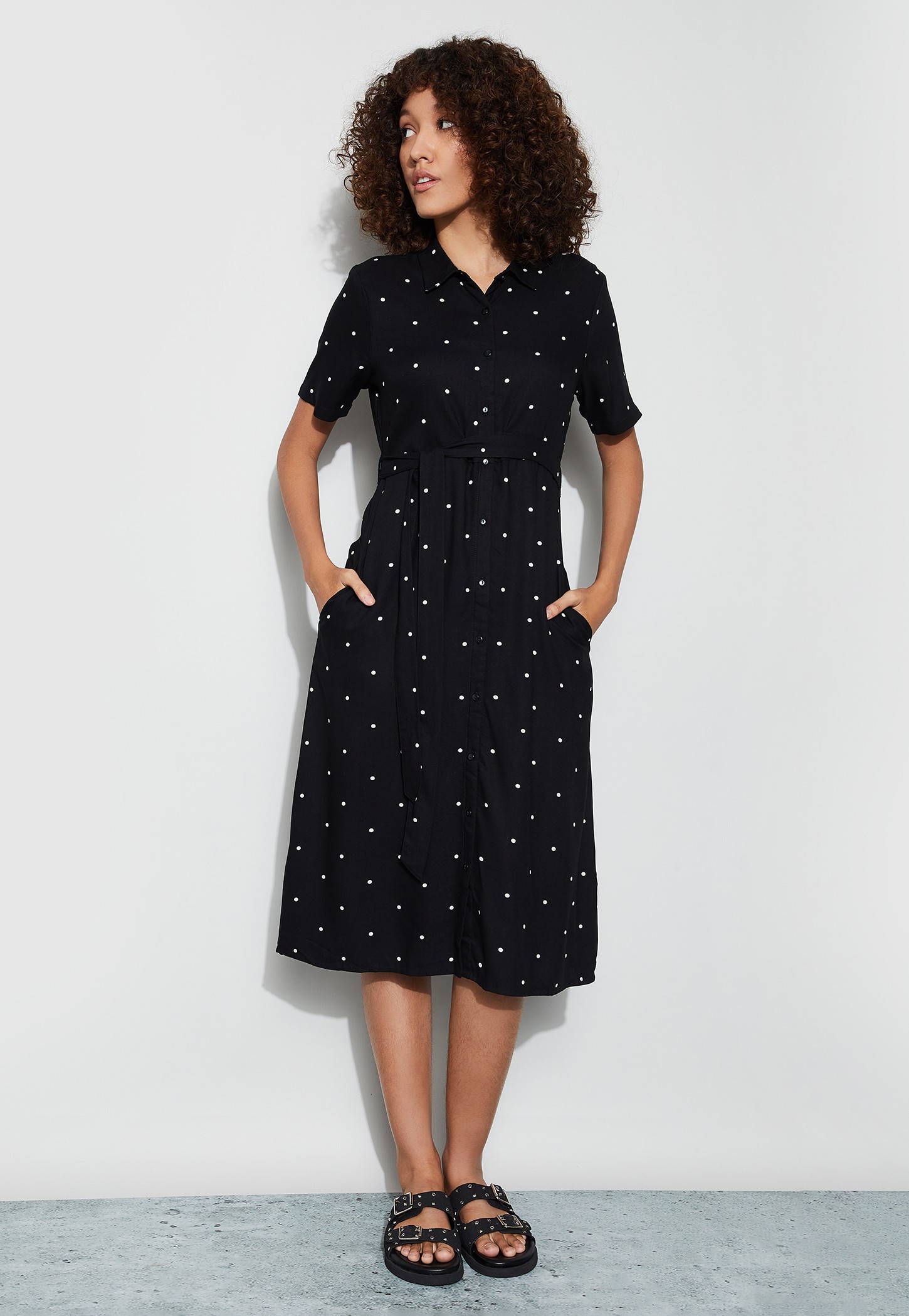 FAME FOREVER Polka-Dot Print Shirt Dress-picture-23