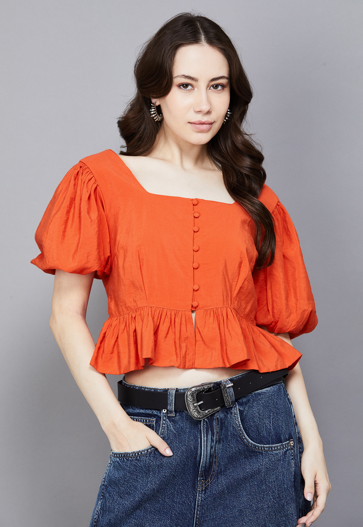 ONLY Button Detail Square Neck Crop Top-picture-15