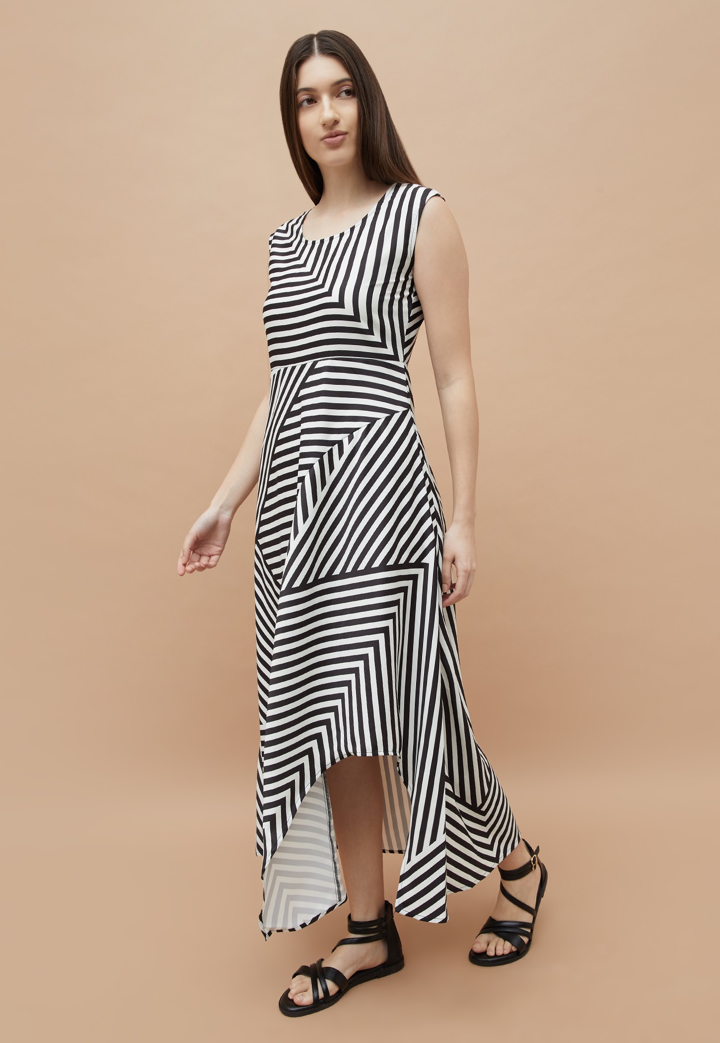 CODE Striped Asymmetric Maxi Dress-picture-55