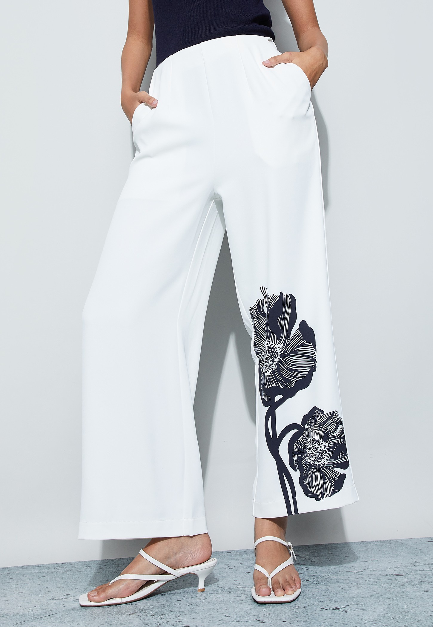 CODE Floral Print Wide Leg Trousers-picture-43