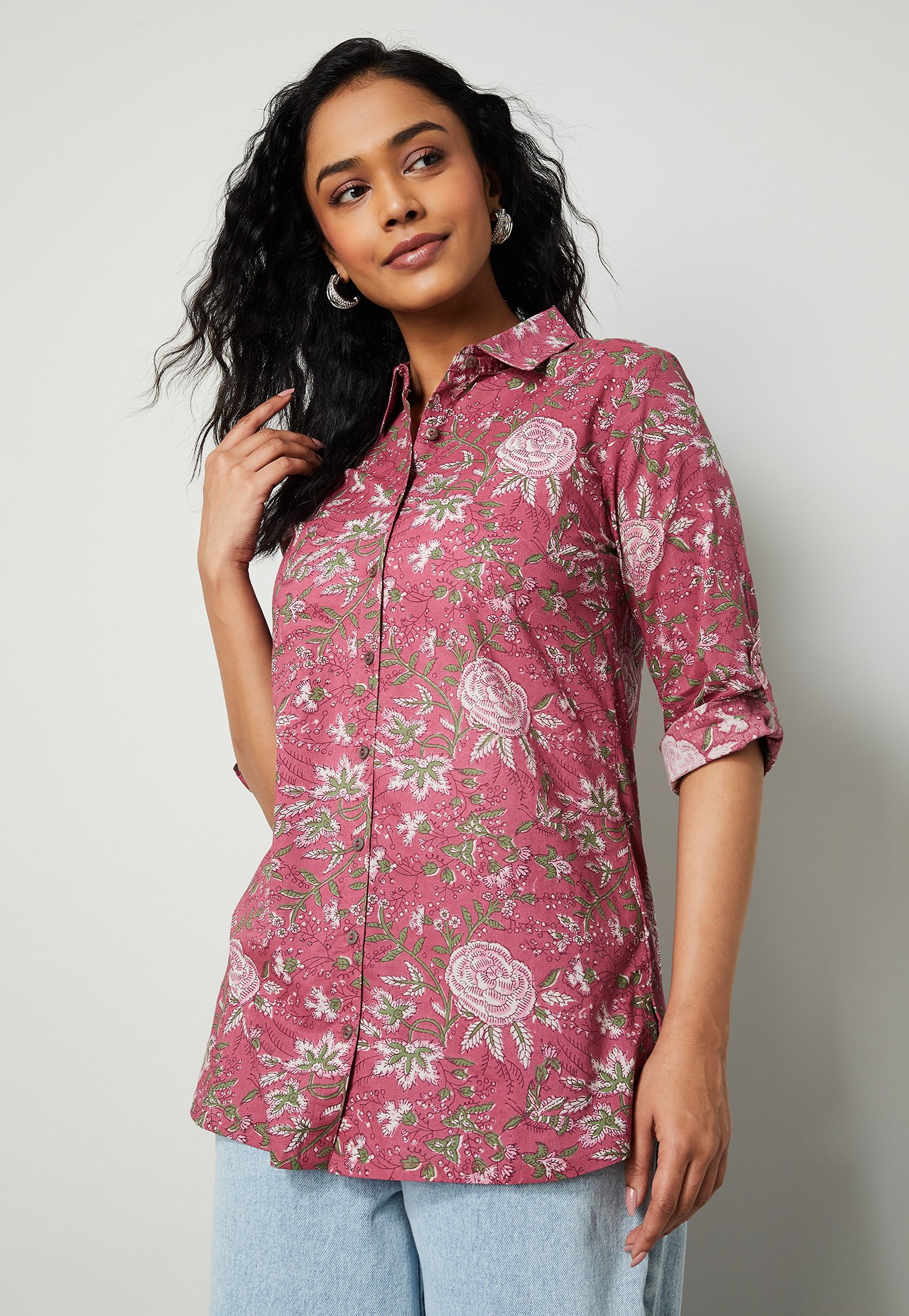 MELANGE Floral Print Straight Kurti-picture-10