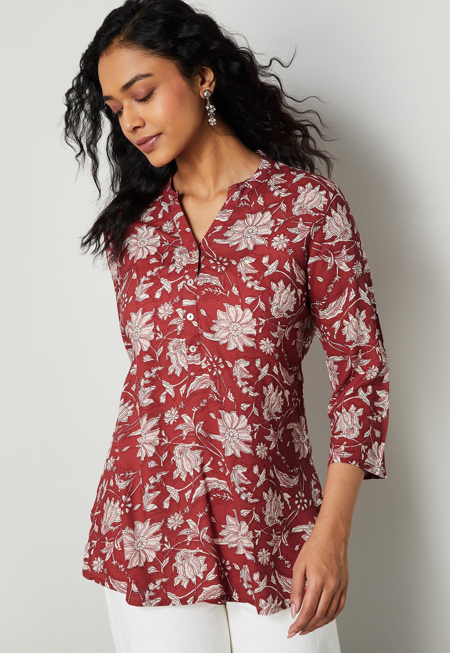 MELANGE Floral Print A-line Kurti-picture-40