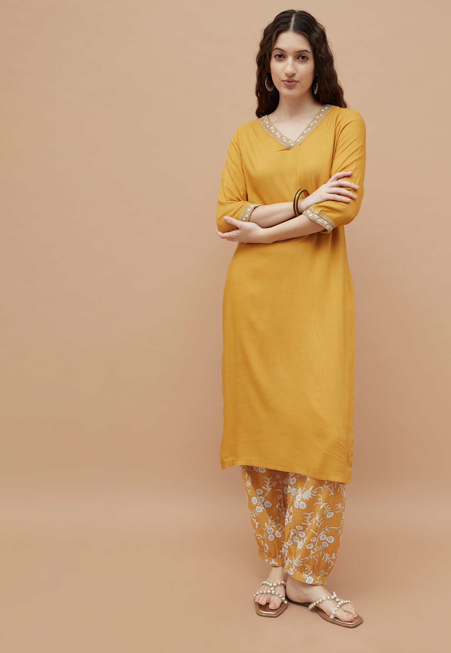 MELANGE Solid Straight Kurta Set-picture-32