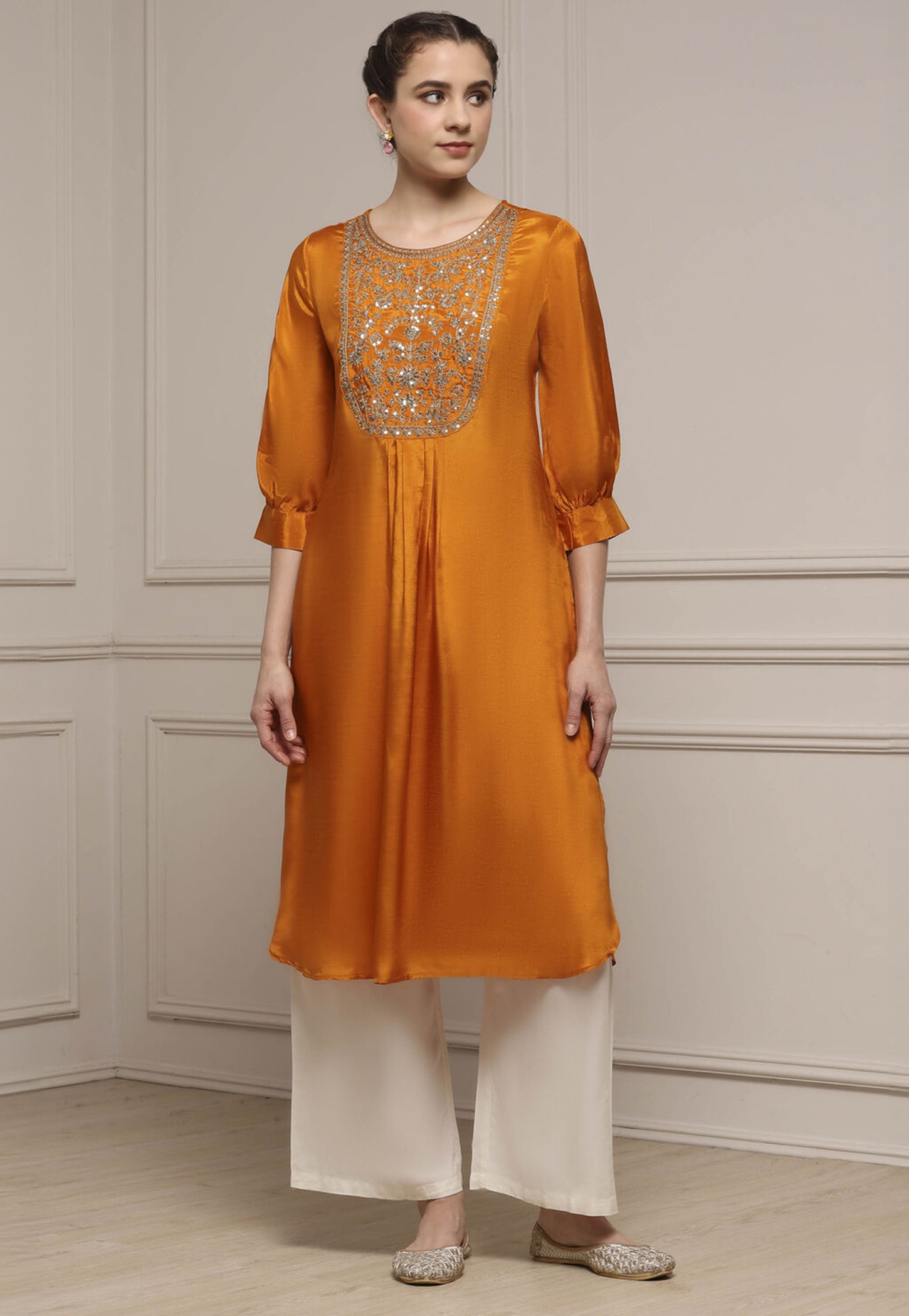 BIBA Sequinned Straight Kurta-image-46