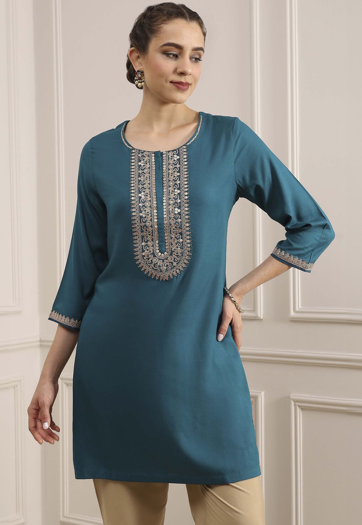 BIBA Embroidered Straight Kurti-picture-38