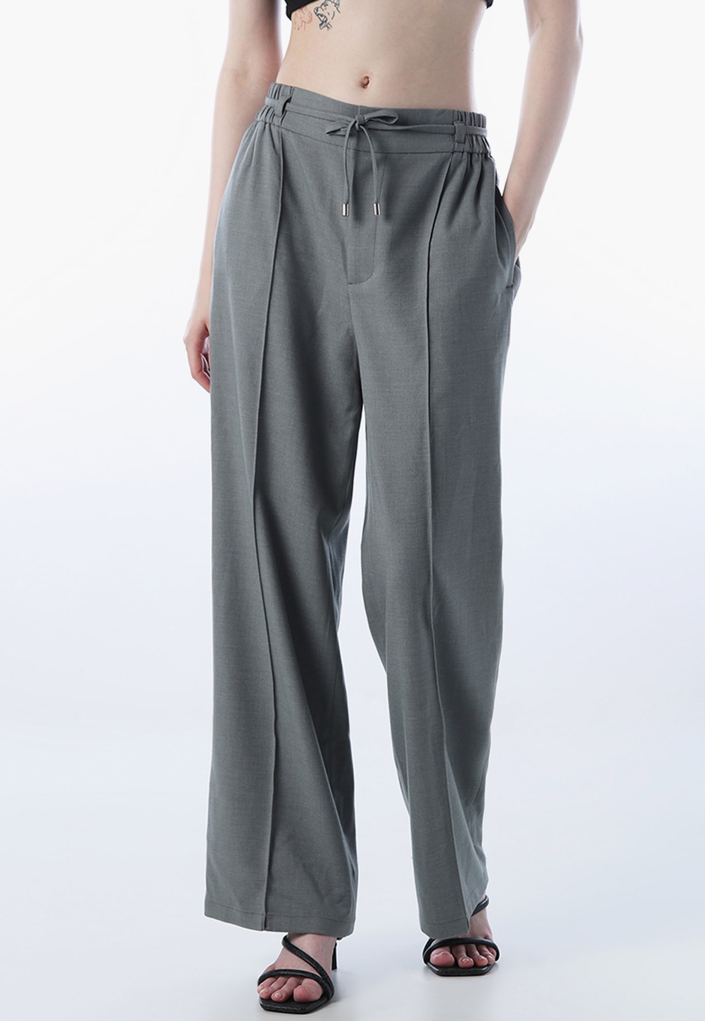 ONLY Pin Tuck Wide Leg Trousers-picture-43