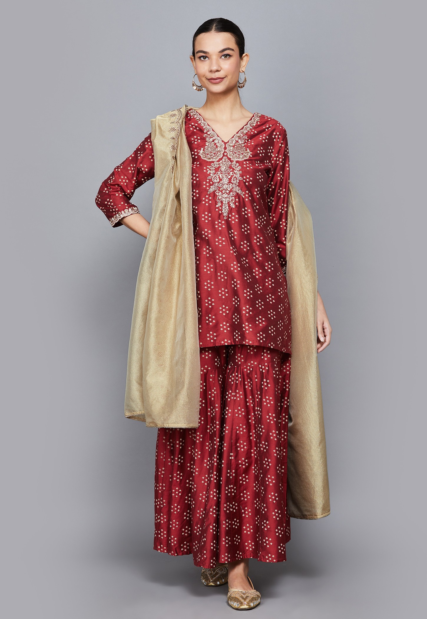W Embellished Yoke Straight Kurti Set-picture-51
