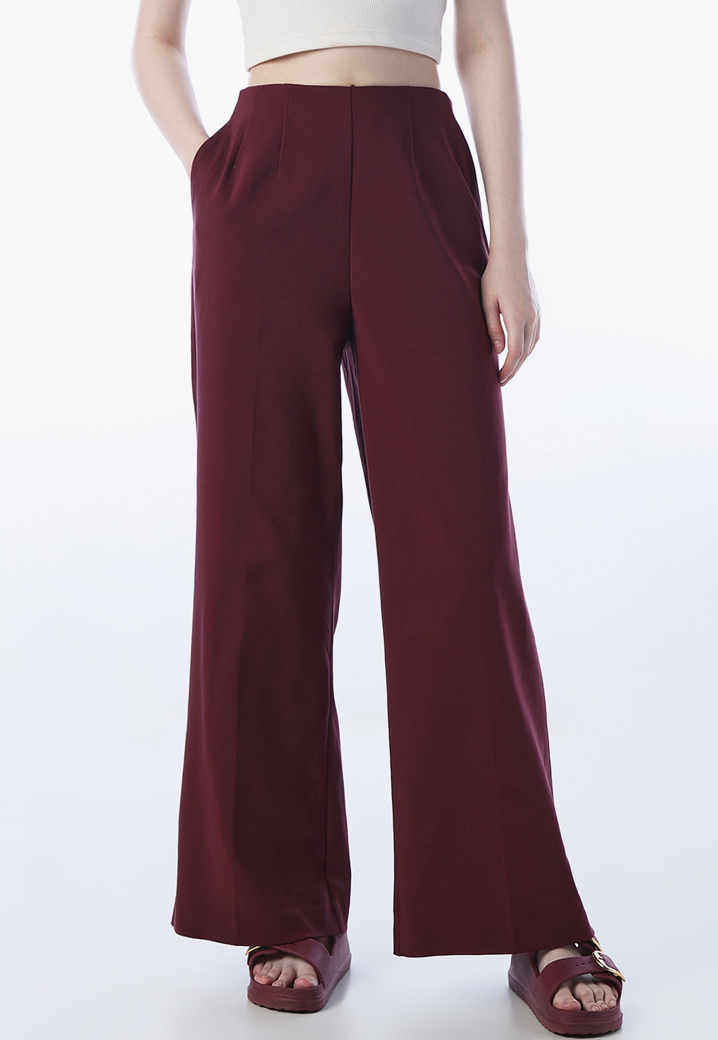 ONLY Solid Wide Leg Trousers-picture-27