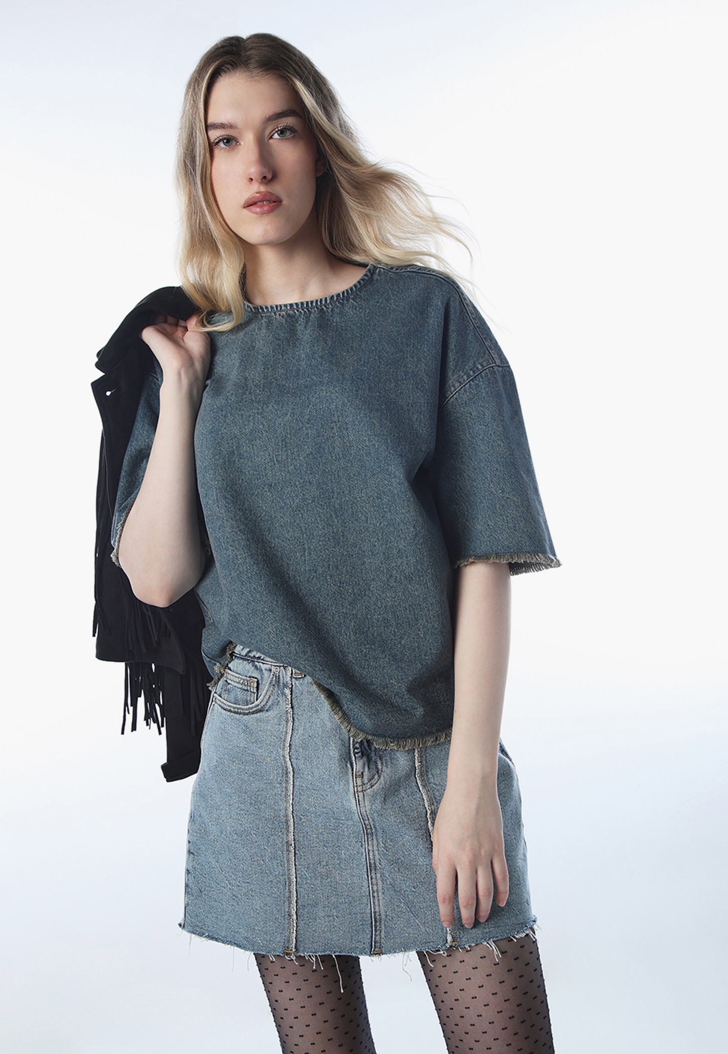 ONLY Solid Denim Top-picture-20