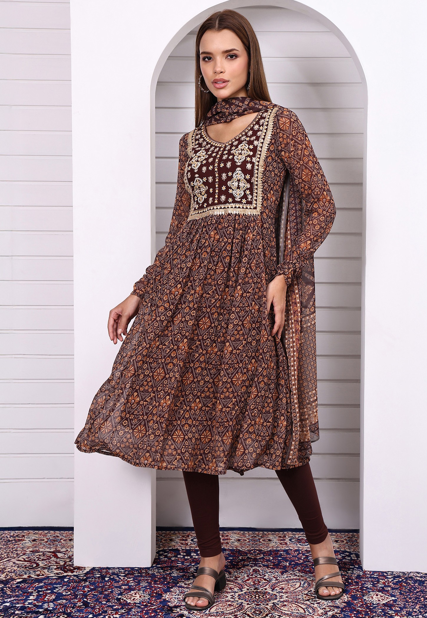 AURELIA Zari Embroidered A-line Kurta Set-picture-44