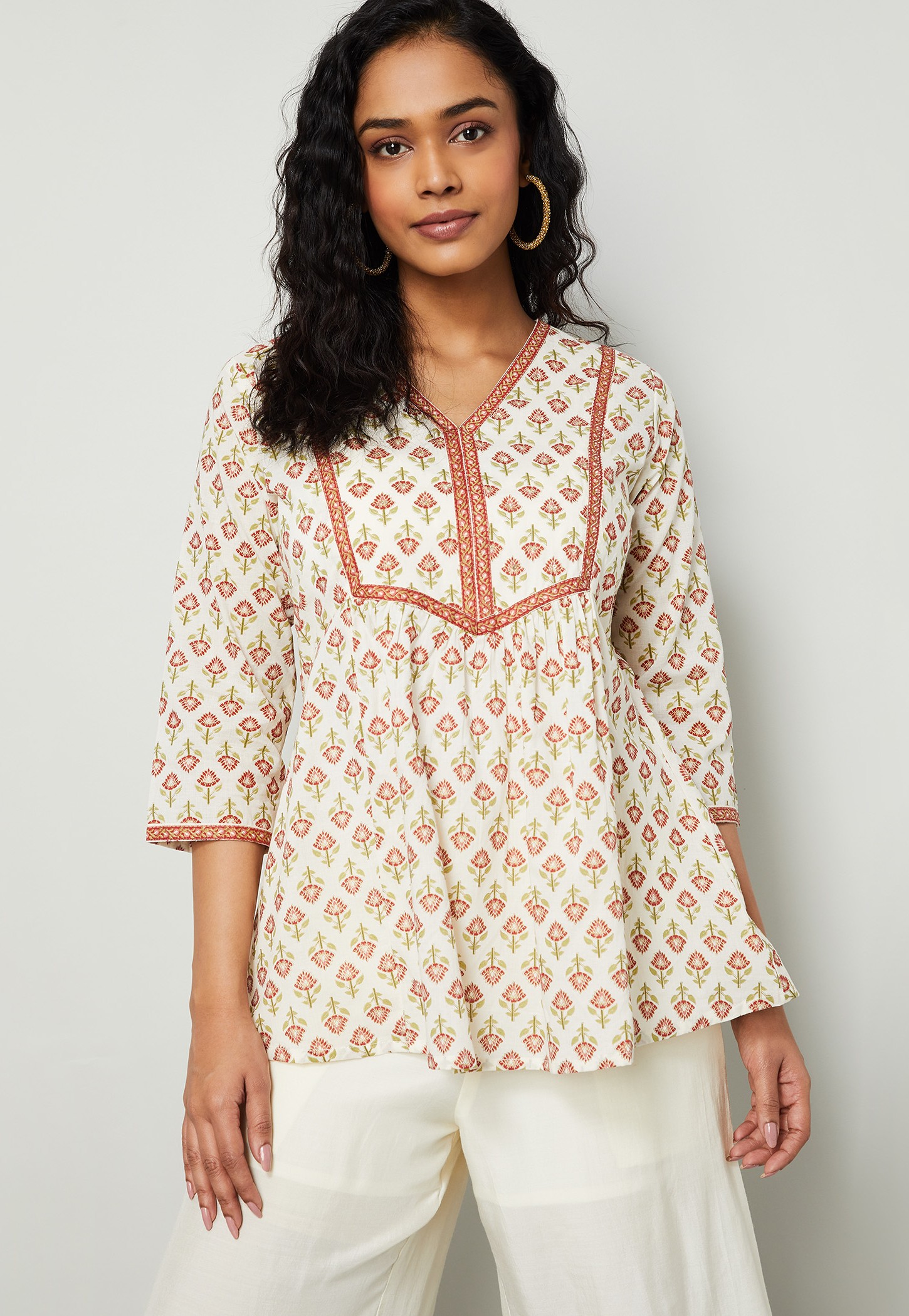 MELANGE Ethnic Motif A-line Top-picture-27