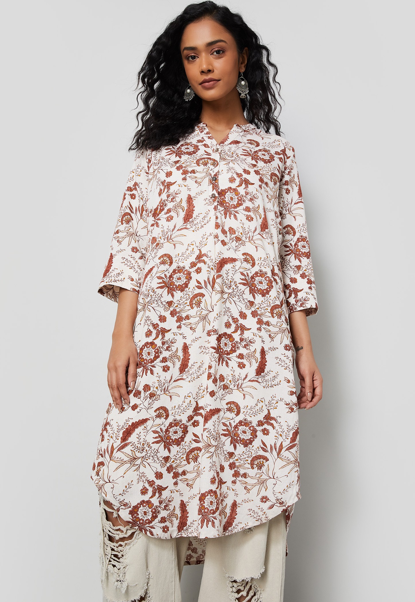 MELANGE Floral Print Straight Kurta-picture-13