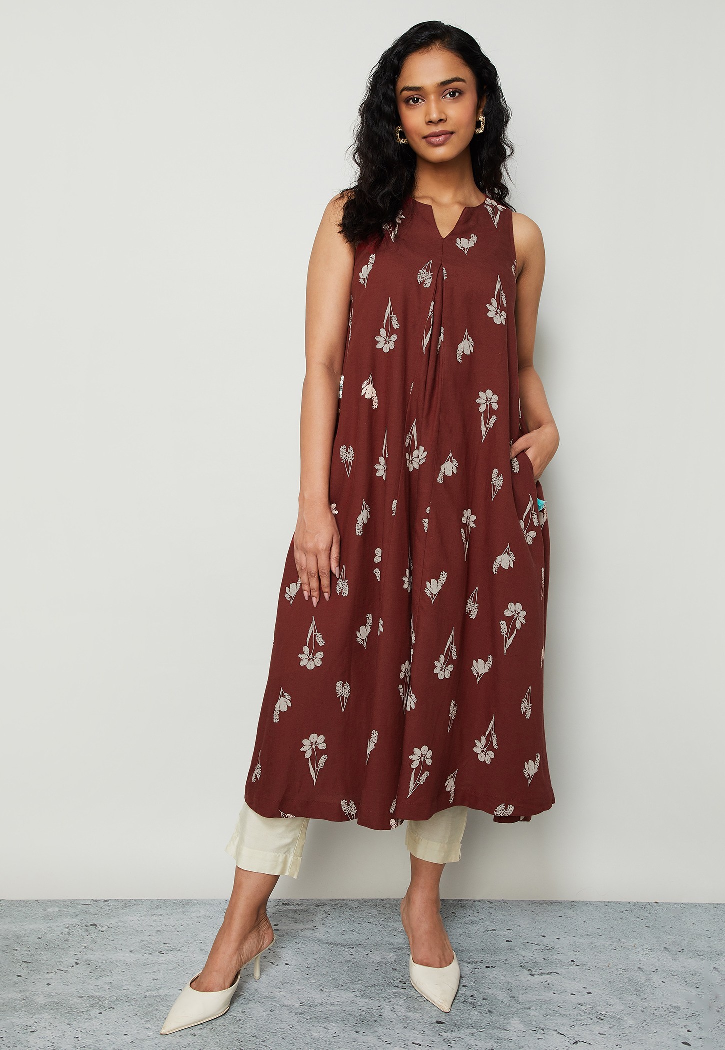 MELANGE Floral Print A-line Kurta-picture-34