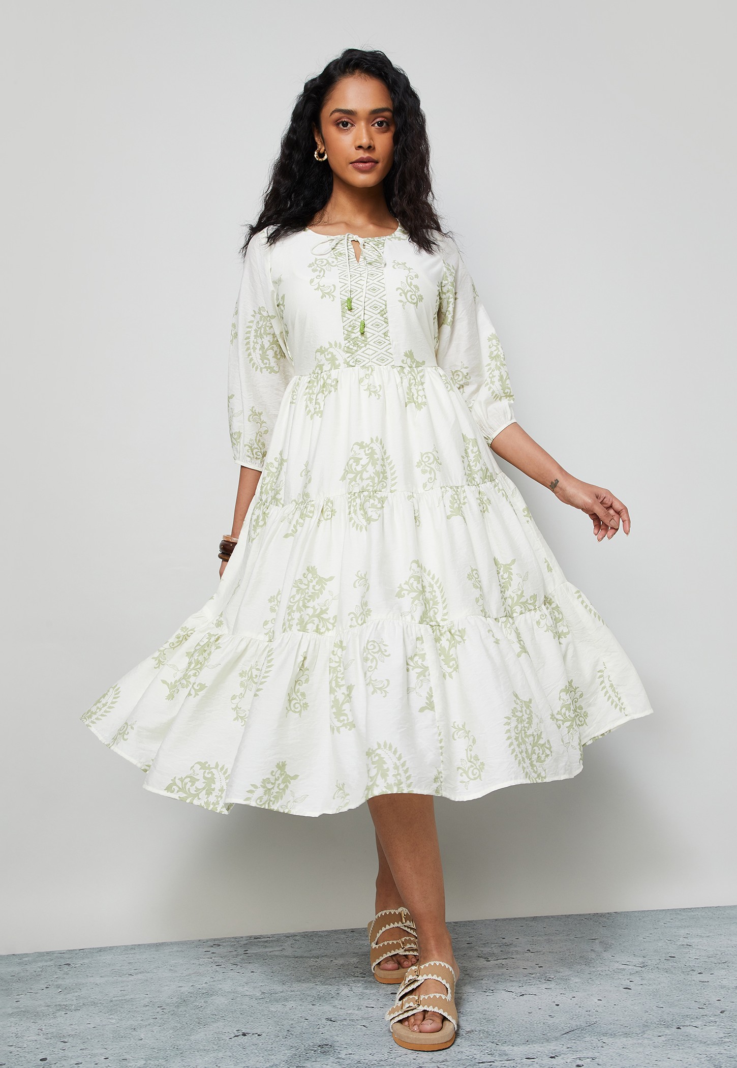 COLOUR ME Ethnic Motif Tiered Dress-picture-35