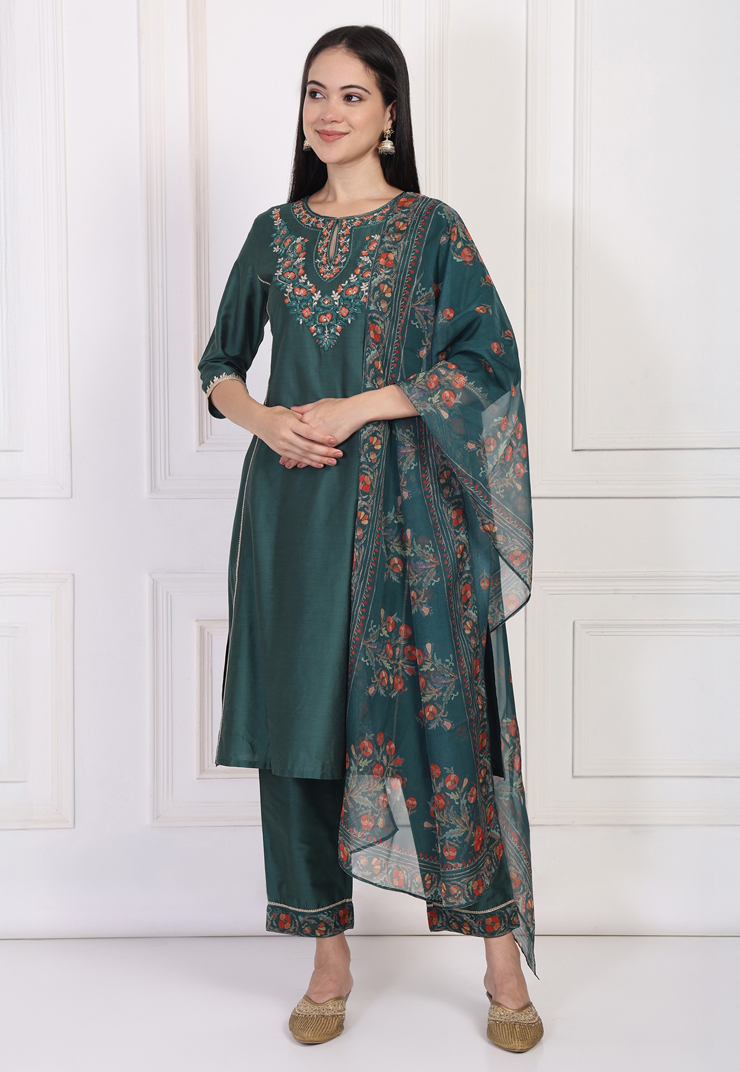 W Embroidered A-line Kurta Set-picture-30