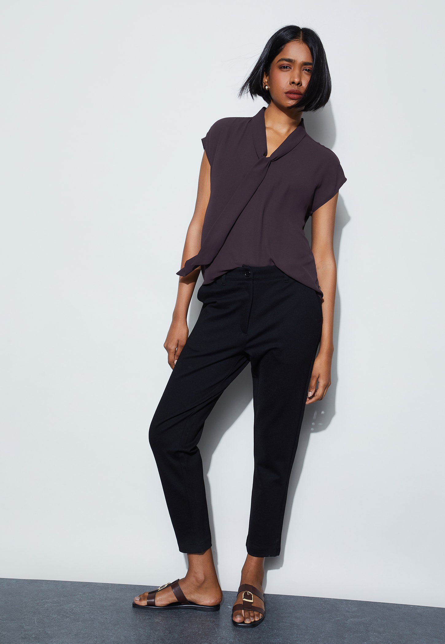 CODE CLASSIC Solid Tie-Up Neck Top-picture-35