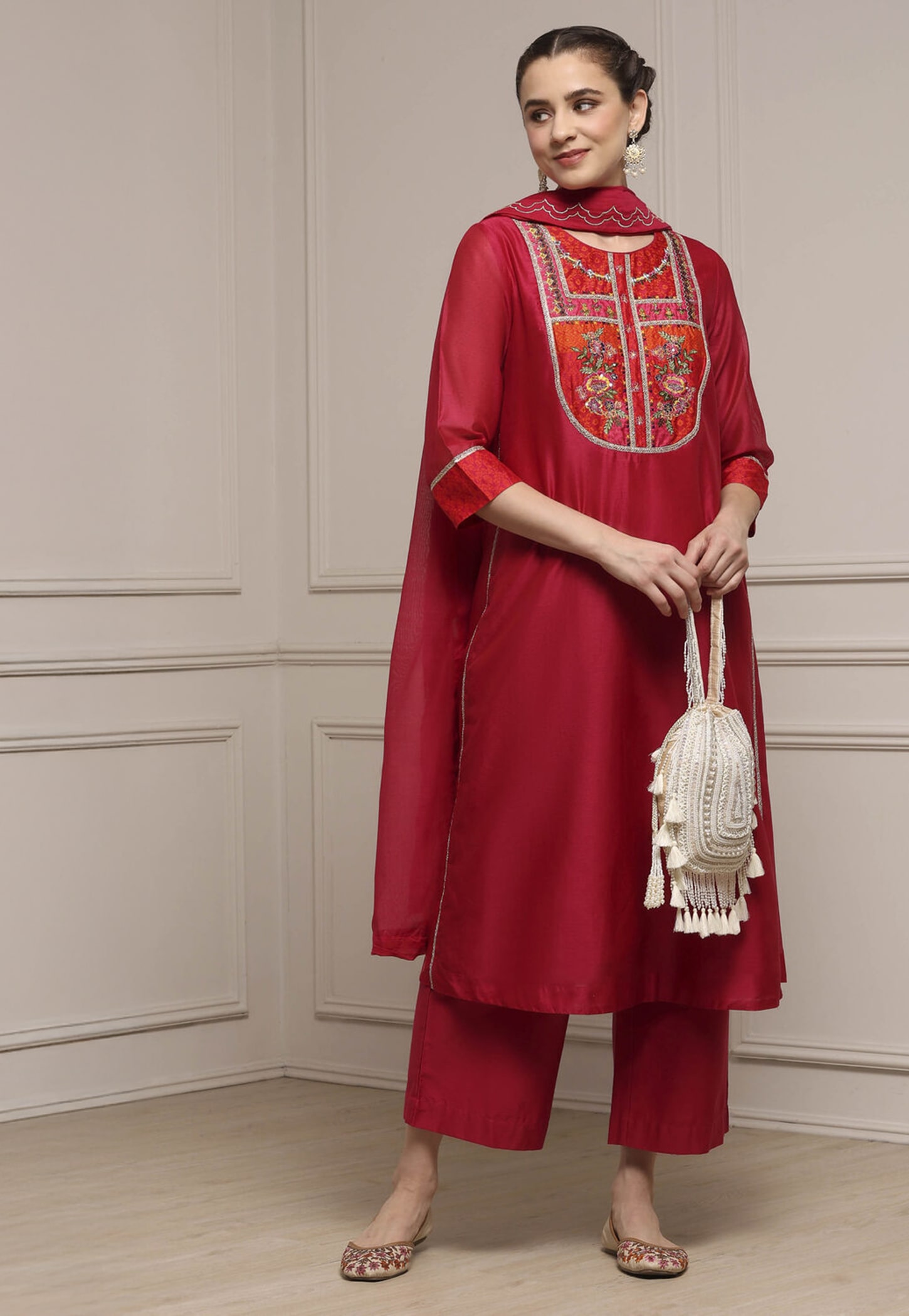 BIBA Yoke Embroidered Straight Kurta Set-picture-39