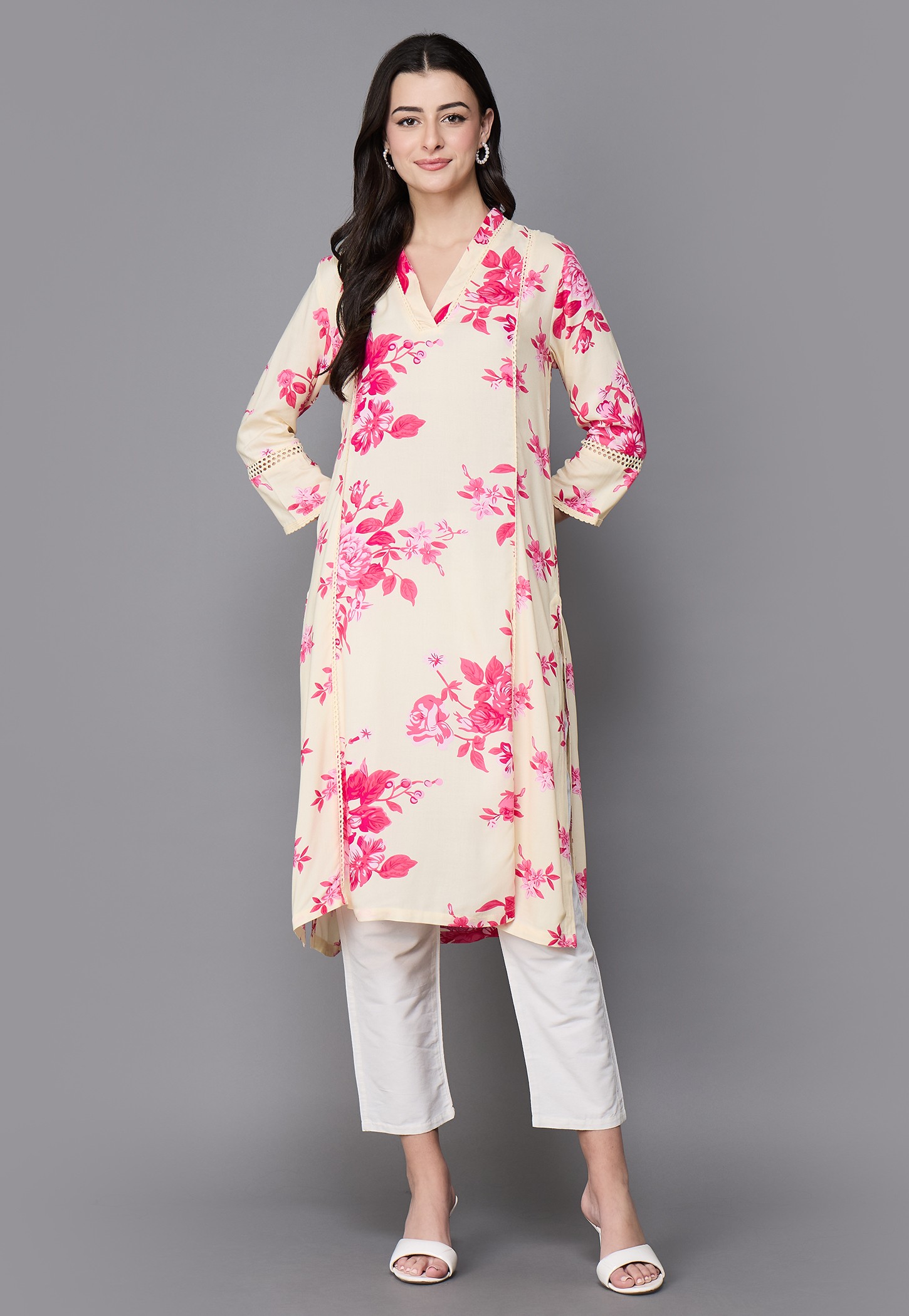 BIBA Floral Print A-line Kurta-picture-13