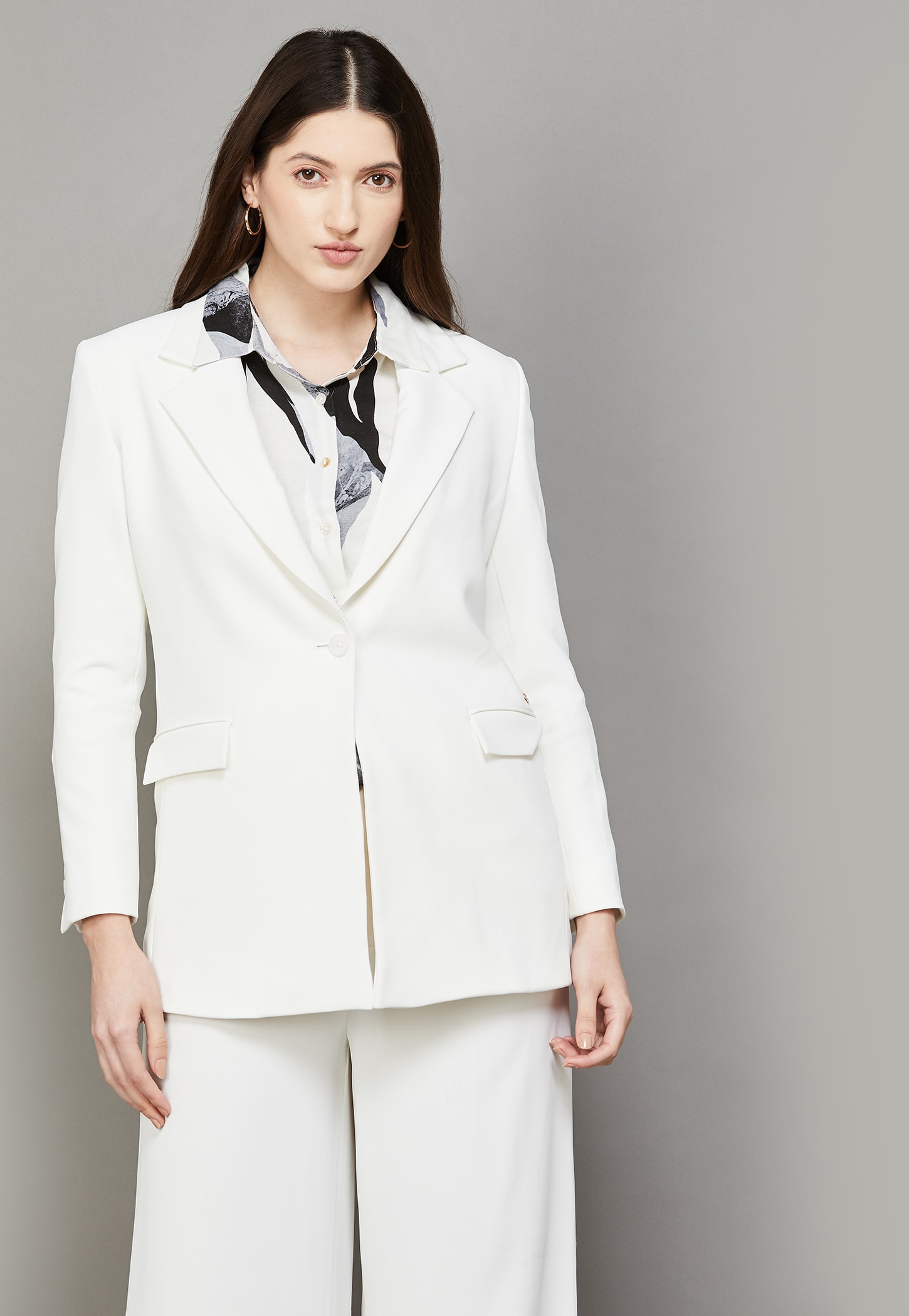 ALLEN SOLLY Solid Single-Breasted Formal Blazer-picture-18