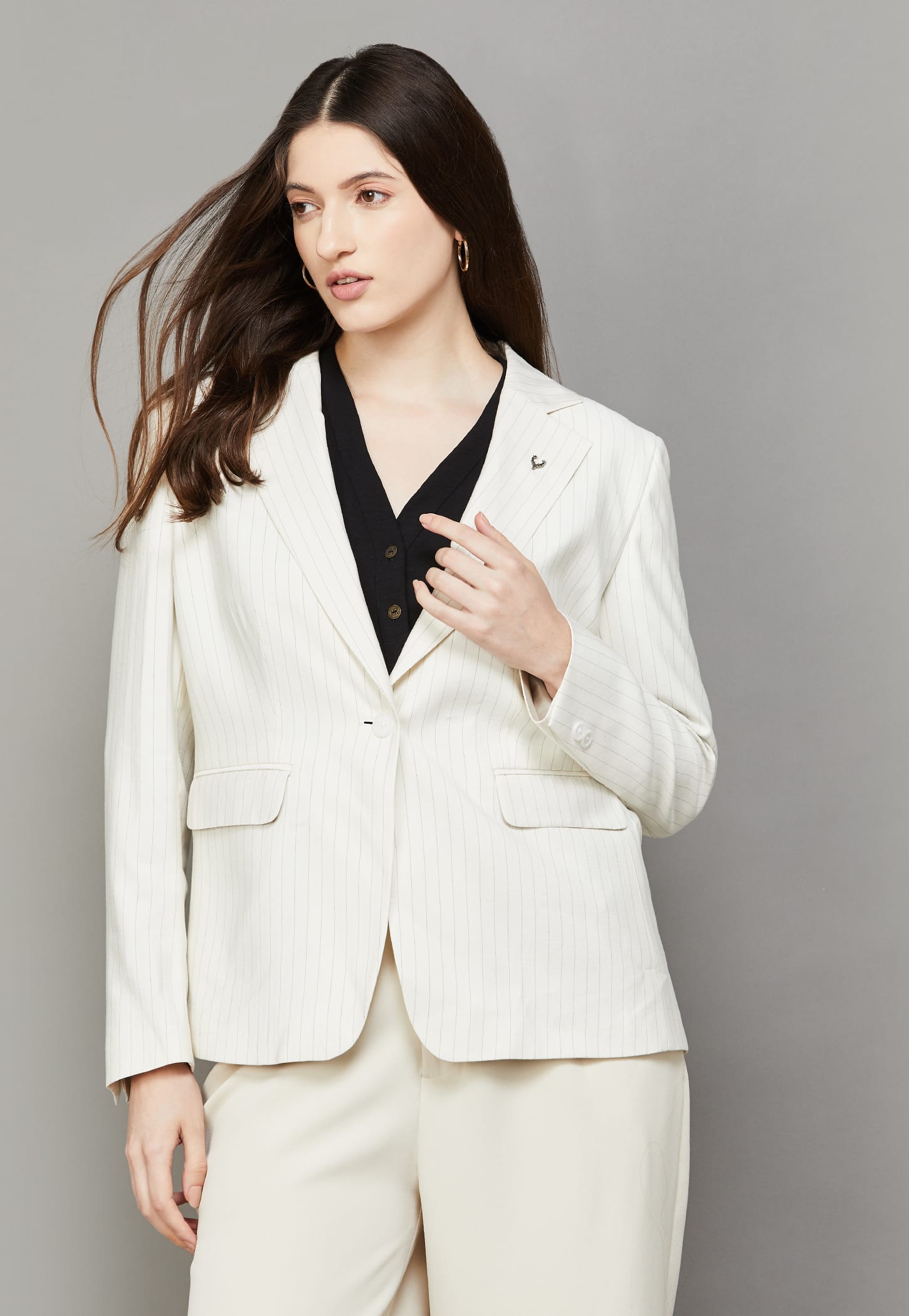 ALLEN SOLLY Striped Single-Breasted Formal Blazer-picture-35