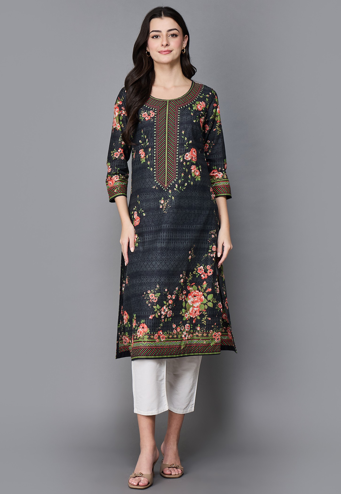 BIBA Floral Print Straight Kurta-picture-35