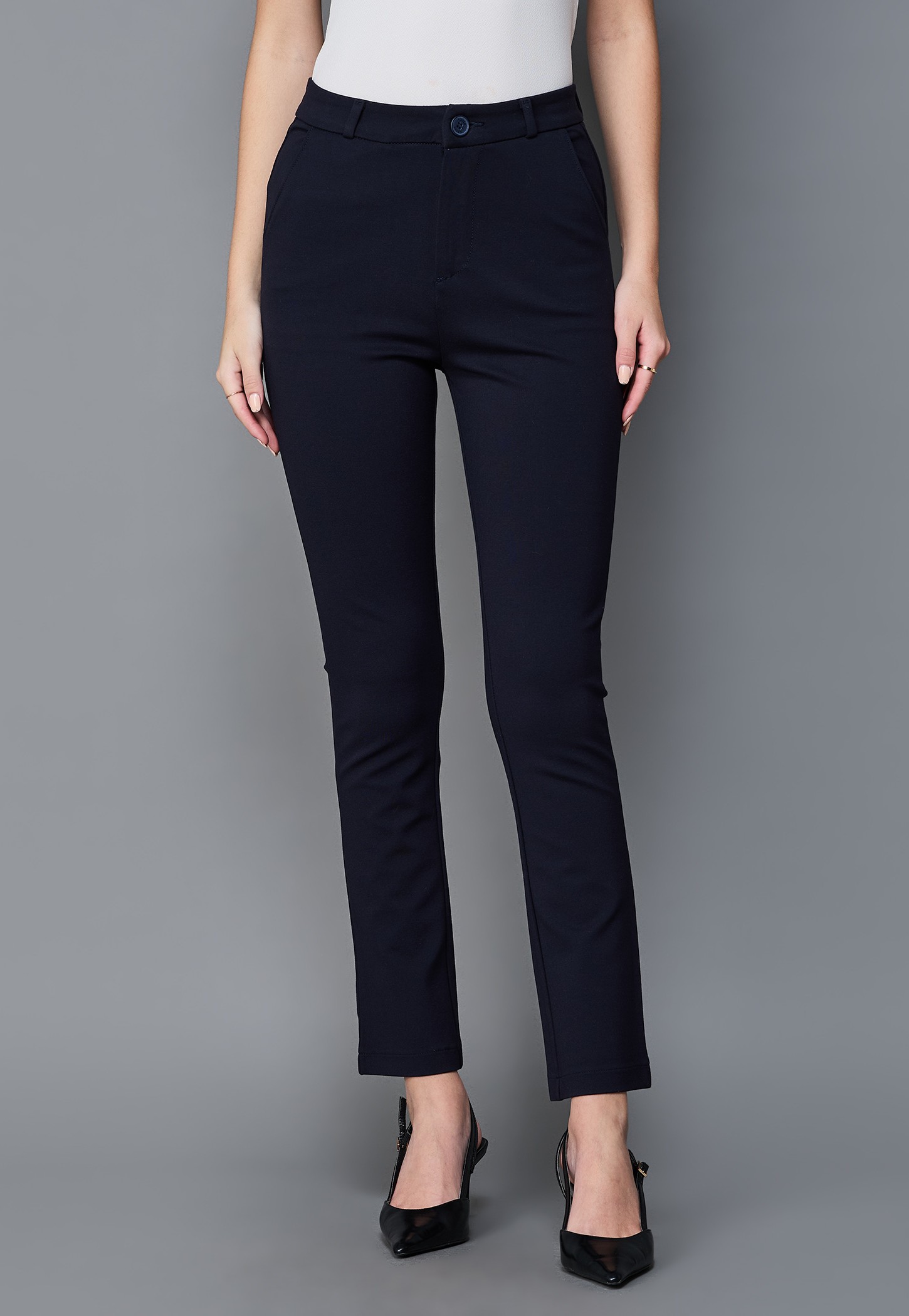 XPOSE Solid Straight Fit Trousers-picture-12