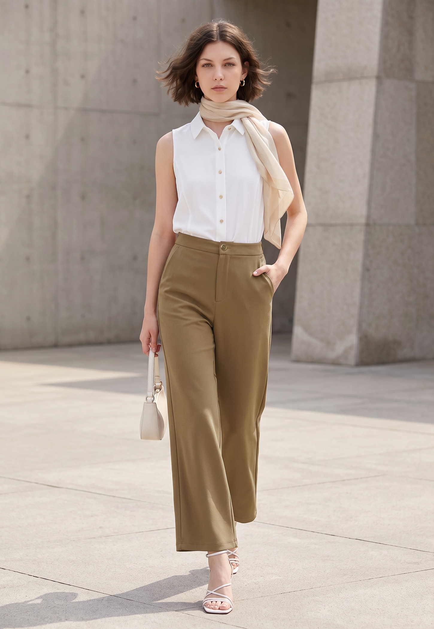 CODE Solid Wide-Leg Trousers-picture-30