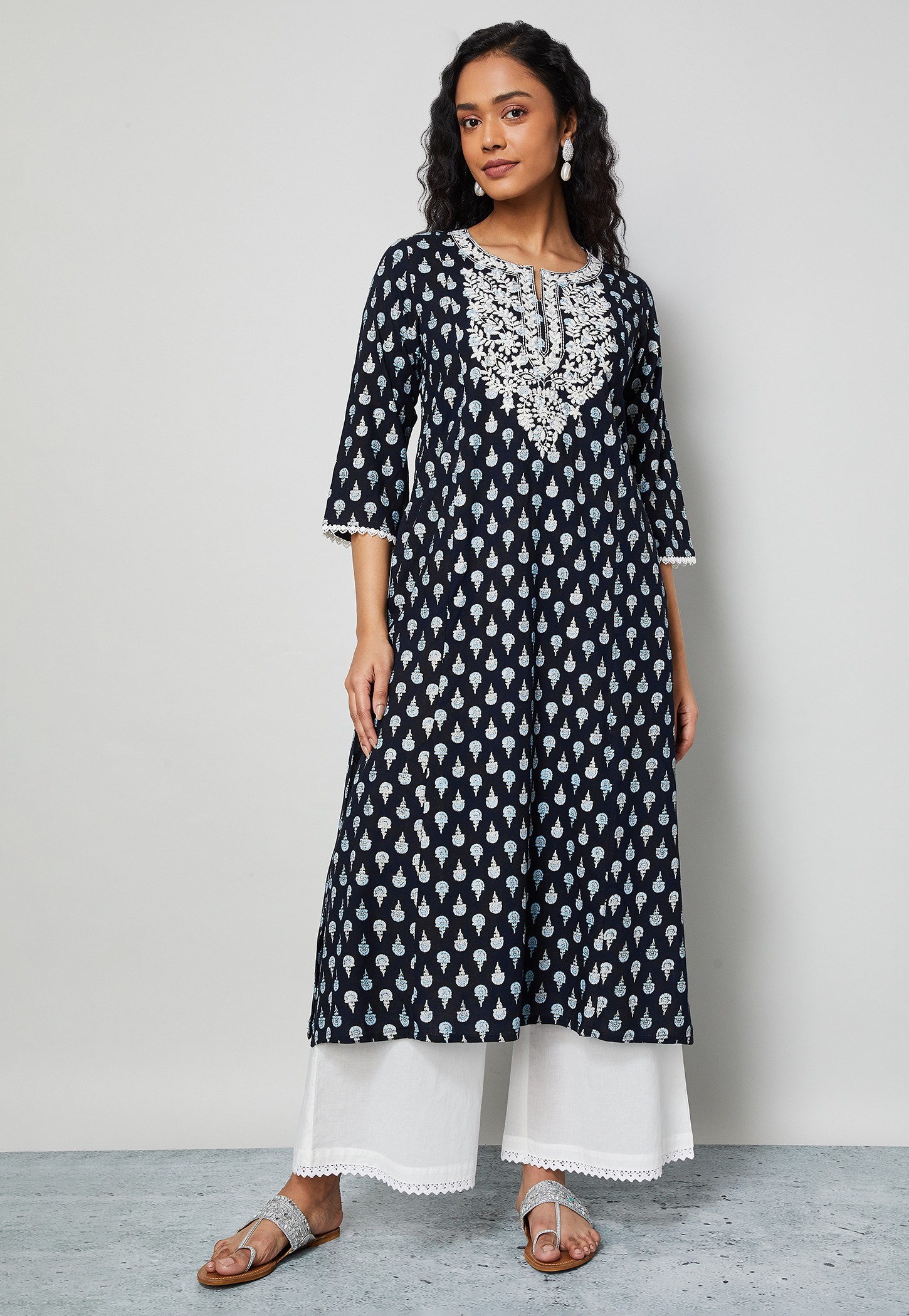 MELANGE Embroidered Yoke A-line Kurta-picture-43