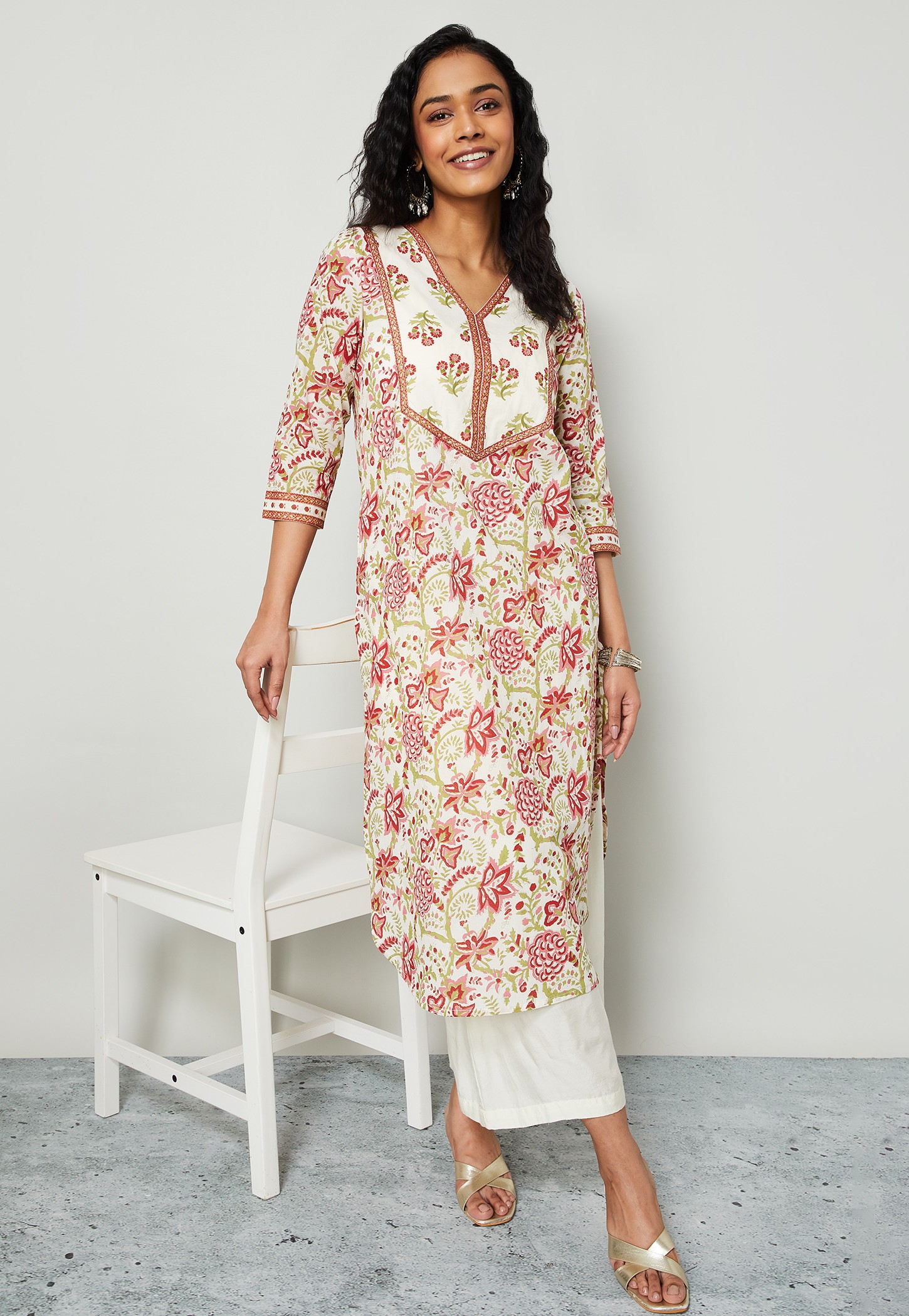 MELANGE Floral Print Straight Kurta-picture-37