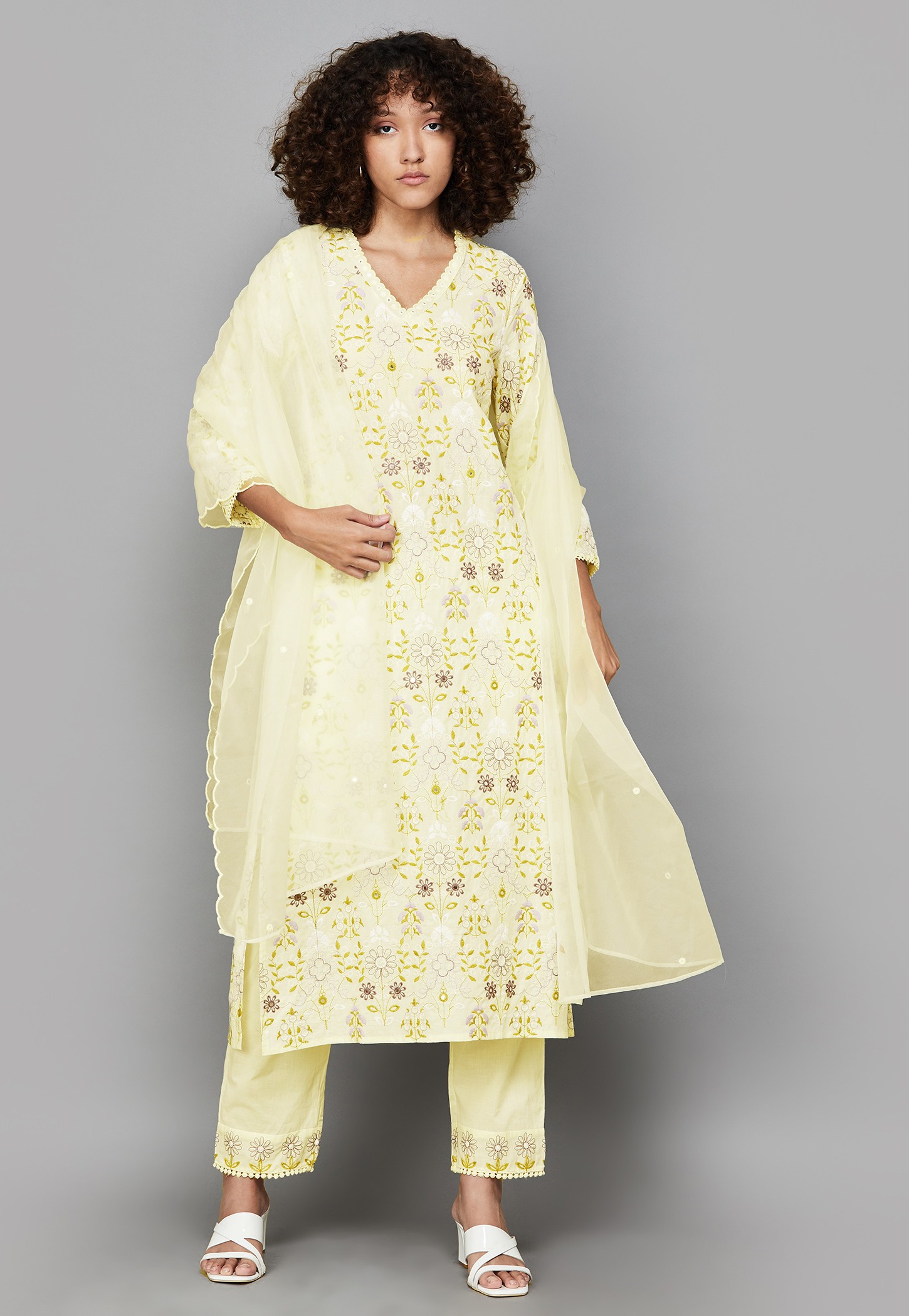 W Floral Embroidered Straight Kurta Set-picture-32