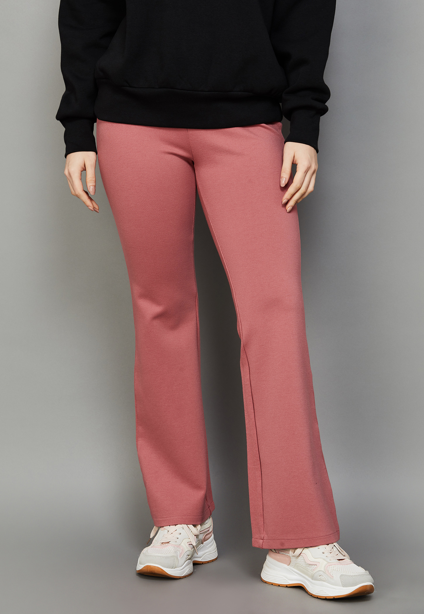XPOSE Solid High-Rise Flare Trousers-picture-25
