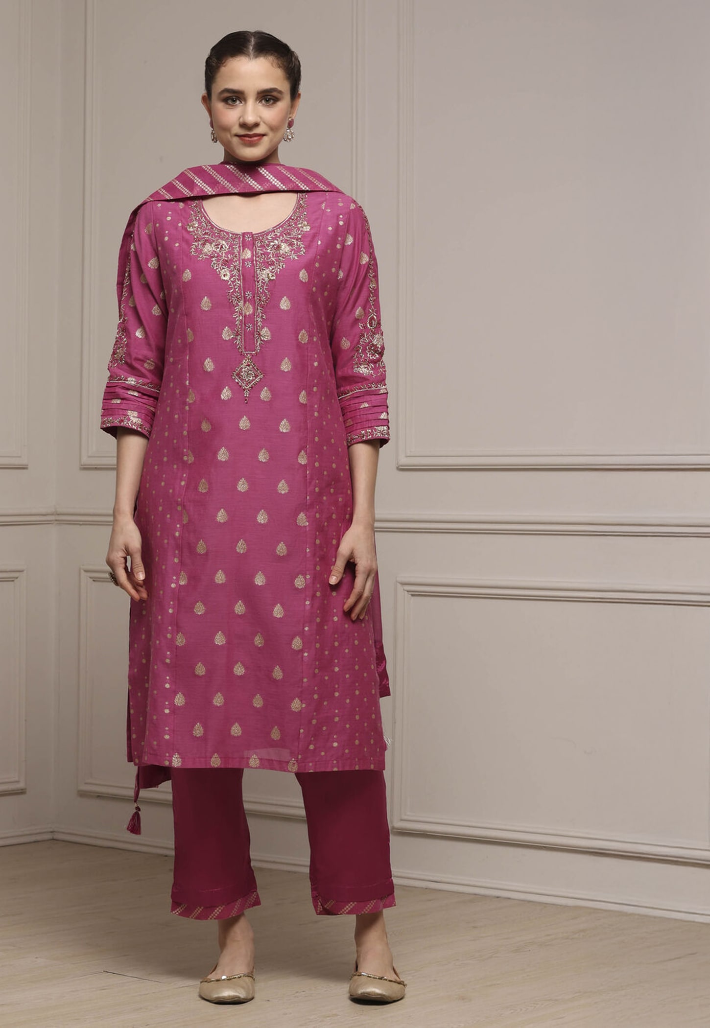 BIBA Woven Design Straight Kurta Set-picture-46