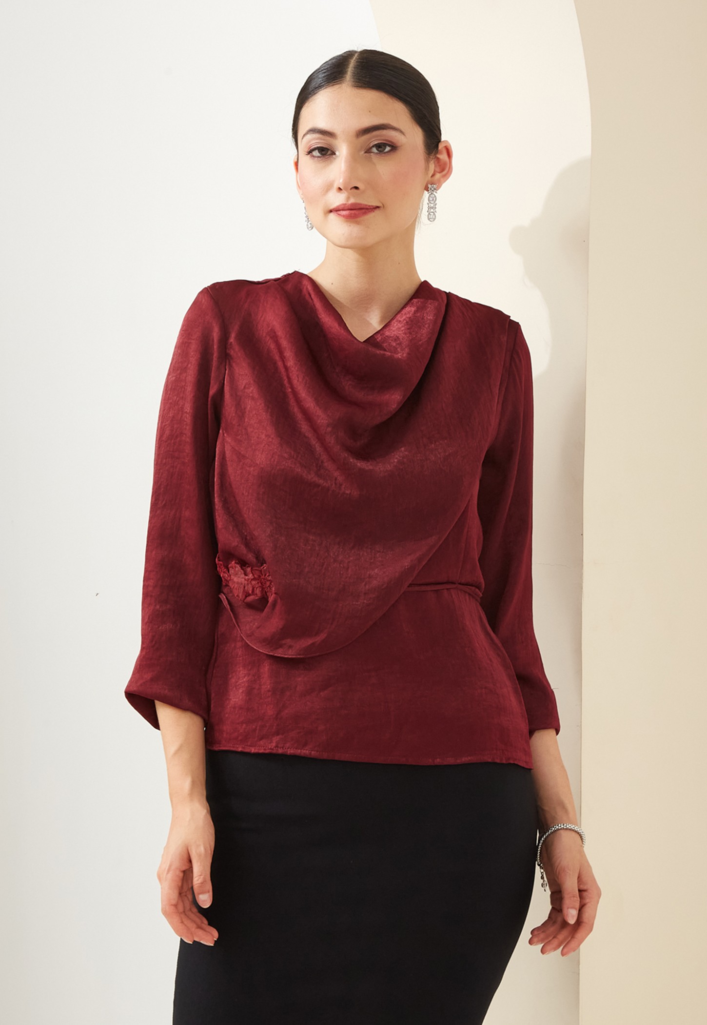 LATIN QUARTERS Textured Cowl Neck Top-picture-14