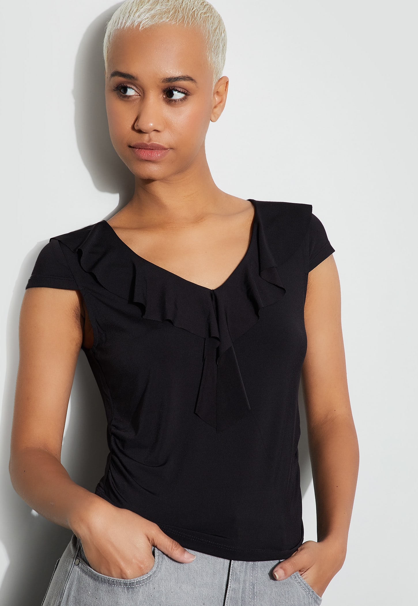 GINGER Ruffled Cap Sleeve Top-picture-45